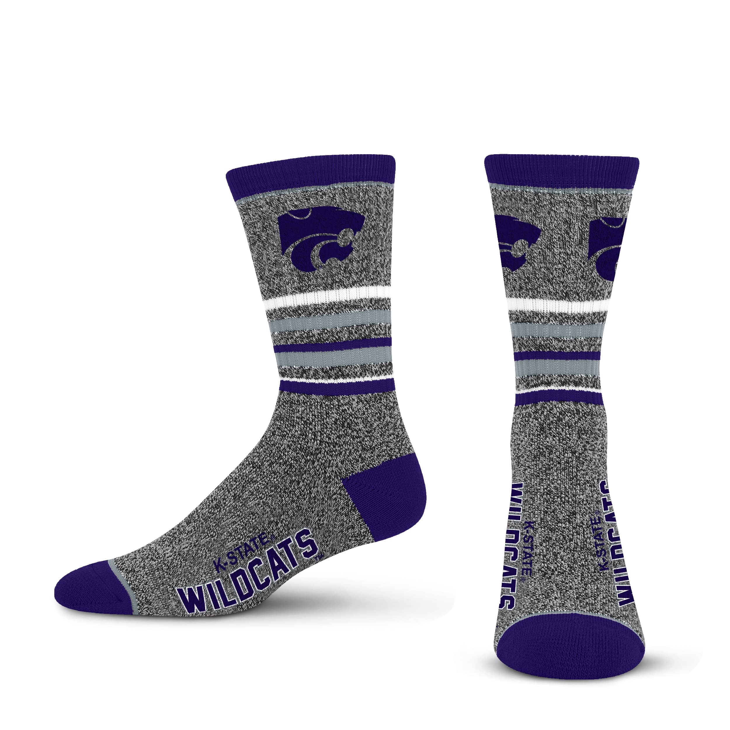 For Bare Feet Mens NCAA Kansas State Wildcats 5 Star Crew Sock Marble Grey Large - Sports Gifts, Sports Memorabilia, Sports Collectibles, Fan Shop