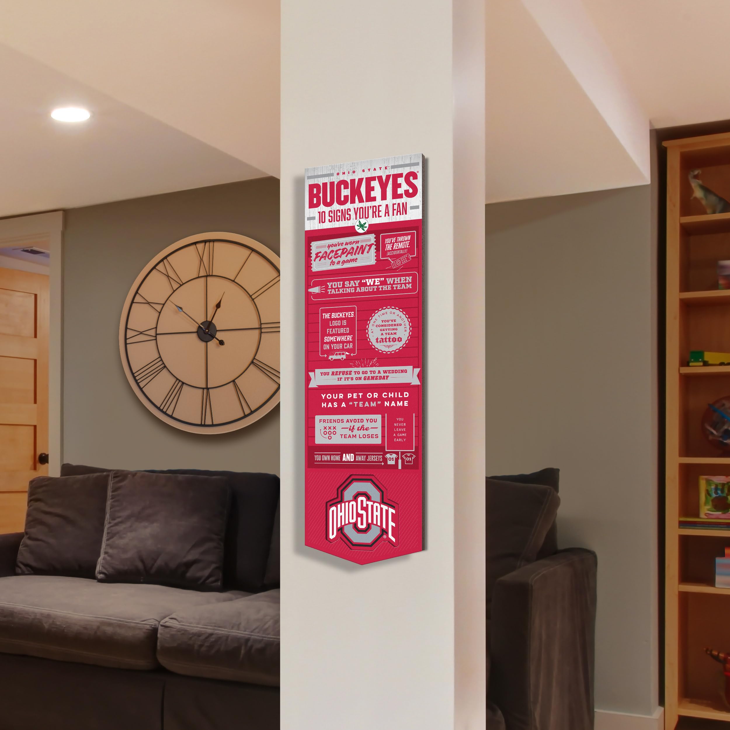 YouTheFan Officially-licensed NCAA Ohio State Buckeyes 6x19 Top 10 Signs Banner - humorous descriptions - fun sports fan phrases, original design, indoor team wall decor fan gift - Sports Collectibles, Sports Memorabilia, Sports Fan Shop, Sports Gifts