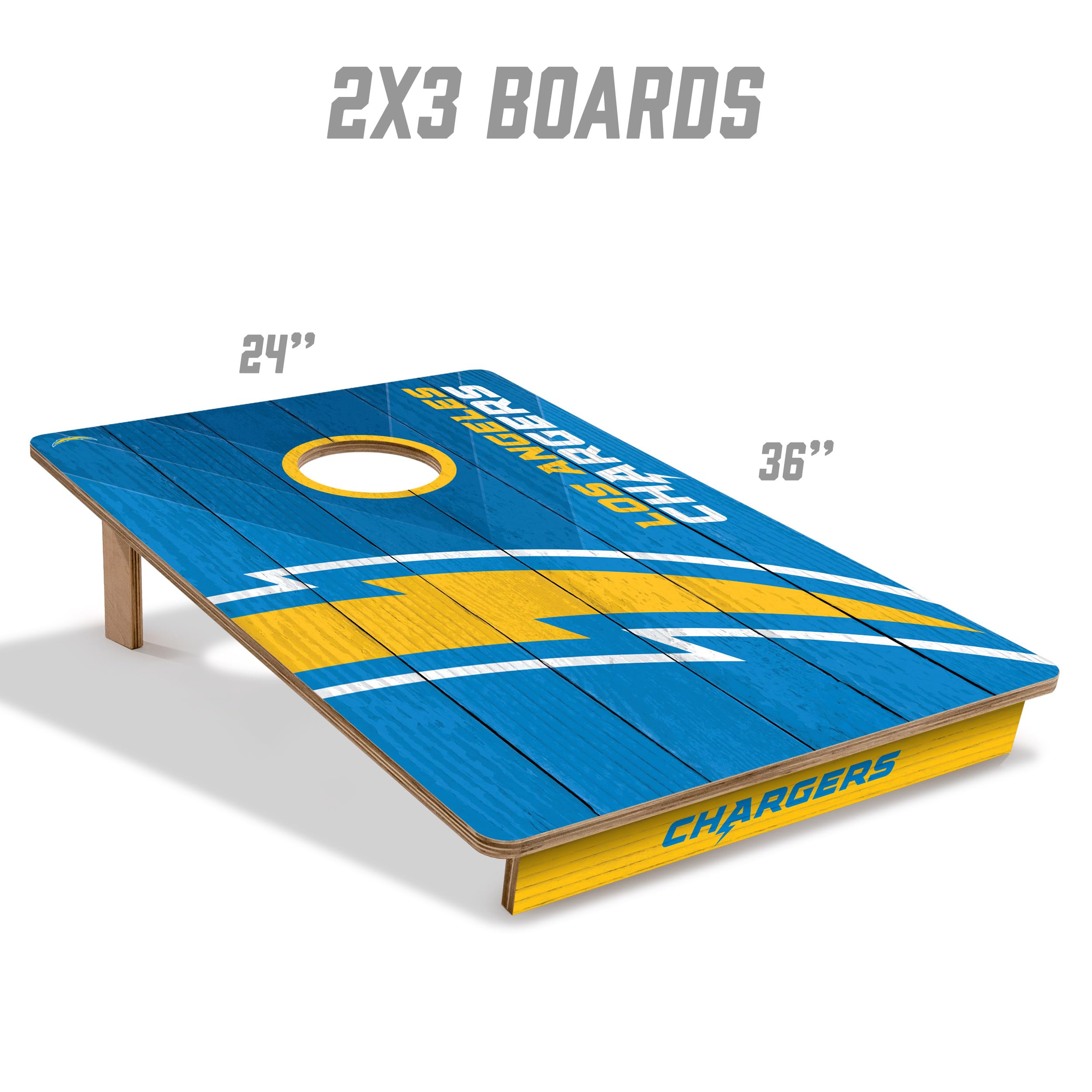 YouTheFan NFL Los Angeles Chargers 2’ x 3’ Wood Cornhole Game with Logo Bags - Sports Collectibles, Sports Memorabilia, Sports Fan Shop, Sports Gifts