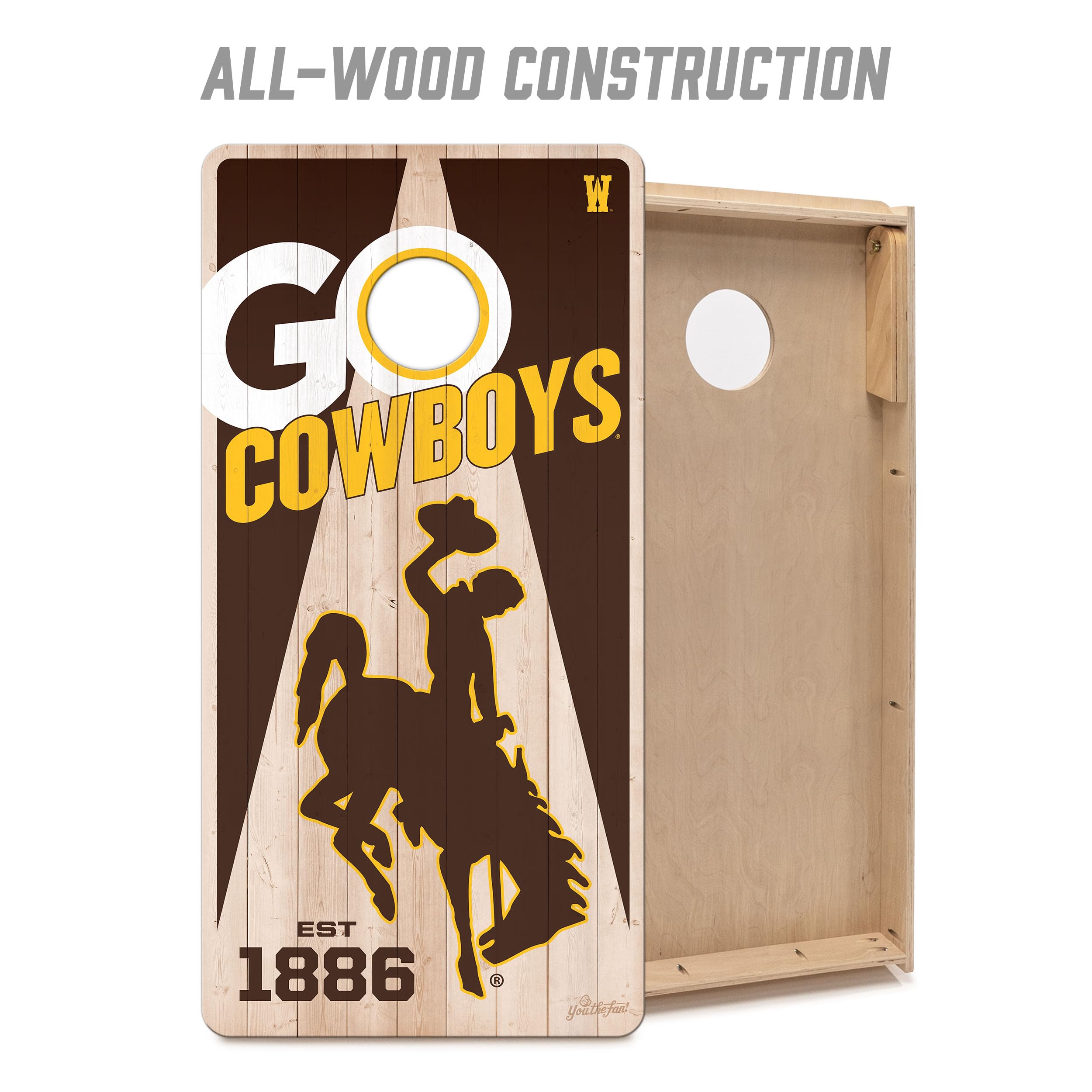 YouTheFan NCAA Wyoming Cowboys 2’ x 4’ Professional Wood Cornhole Game with Logo Bags - Sports Collectibles, Sports Memorabilia, Sports Fan Shop, Sports Gifts