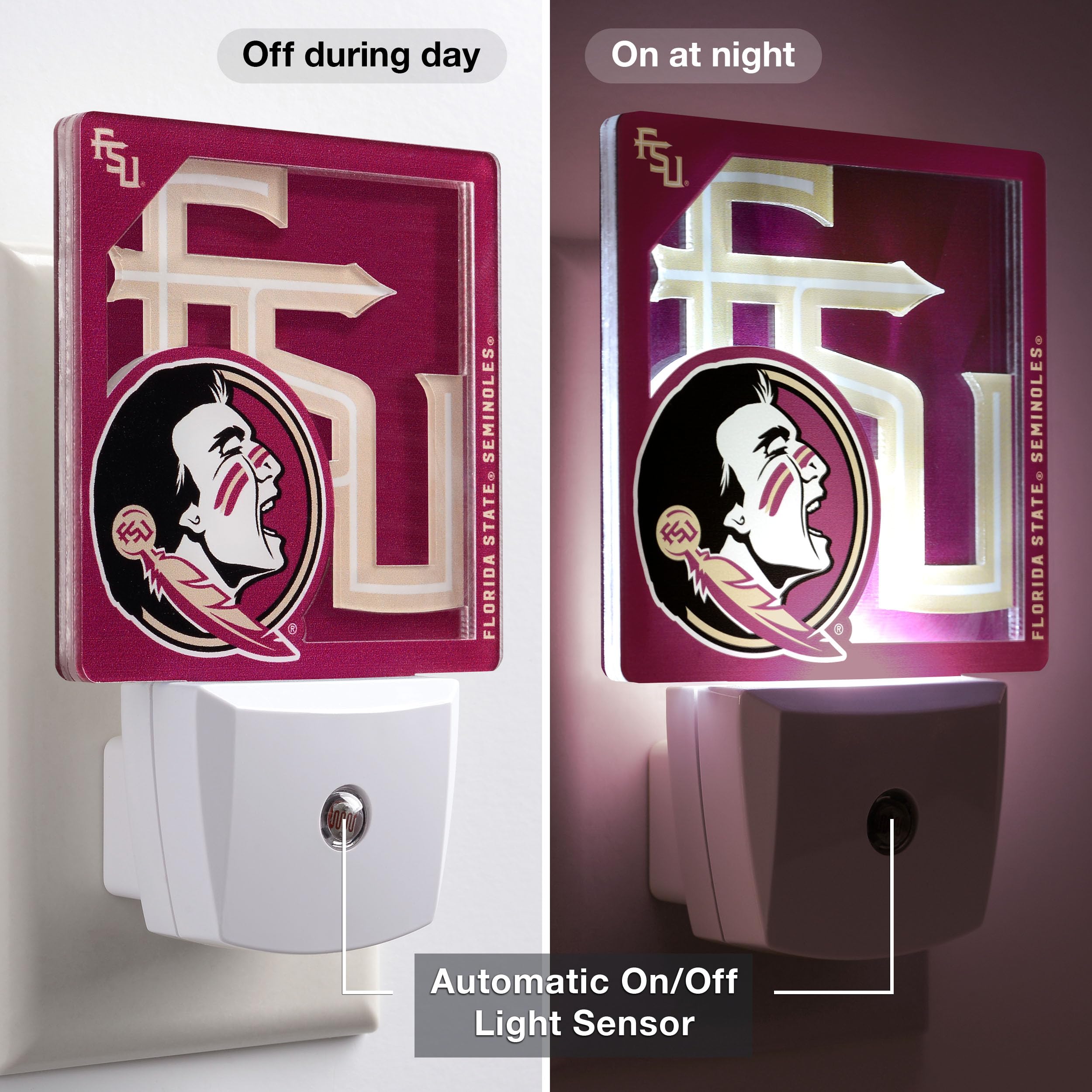 YouTheFan NCAA Florida State Seminoles Logo Series Nite Light - Sports Collectibles, Sports Memorabilia, Sports Fan Shop, Sports Gifts