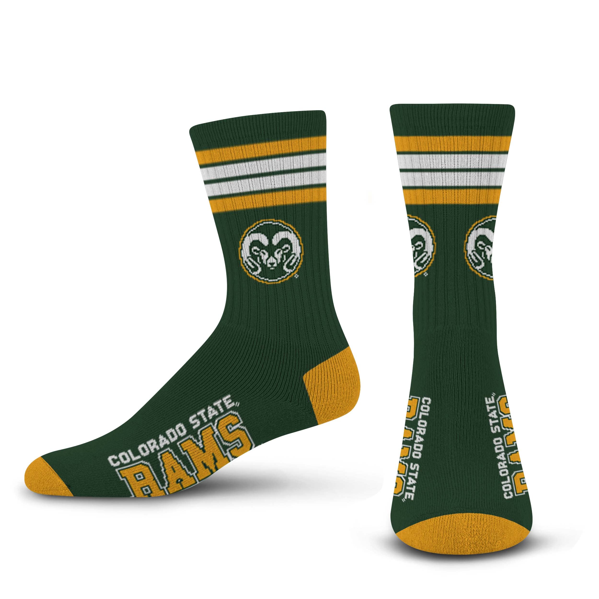 For Bare Feet NCAA Colorado State Rams 4 Stripe Deuce Crew Sock Team Color LARGE - Sports Gifts, Sports Memorabilia, Sports Collectibles, Fan Shop