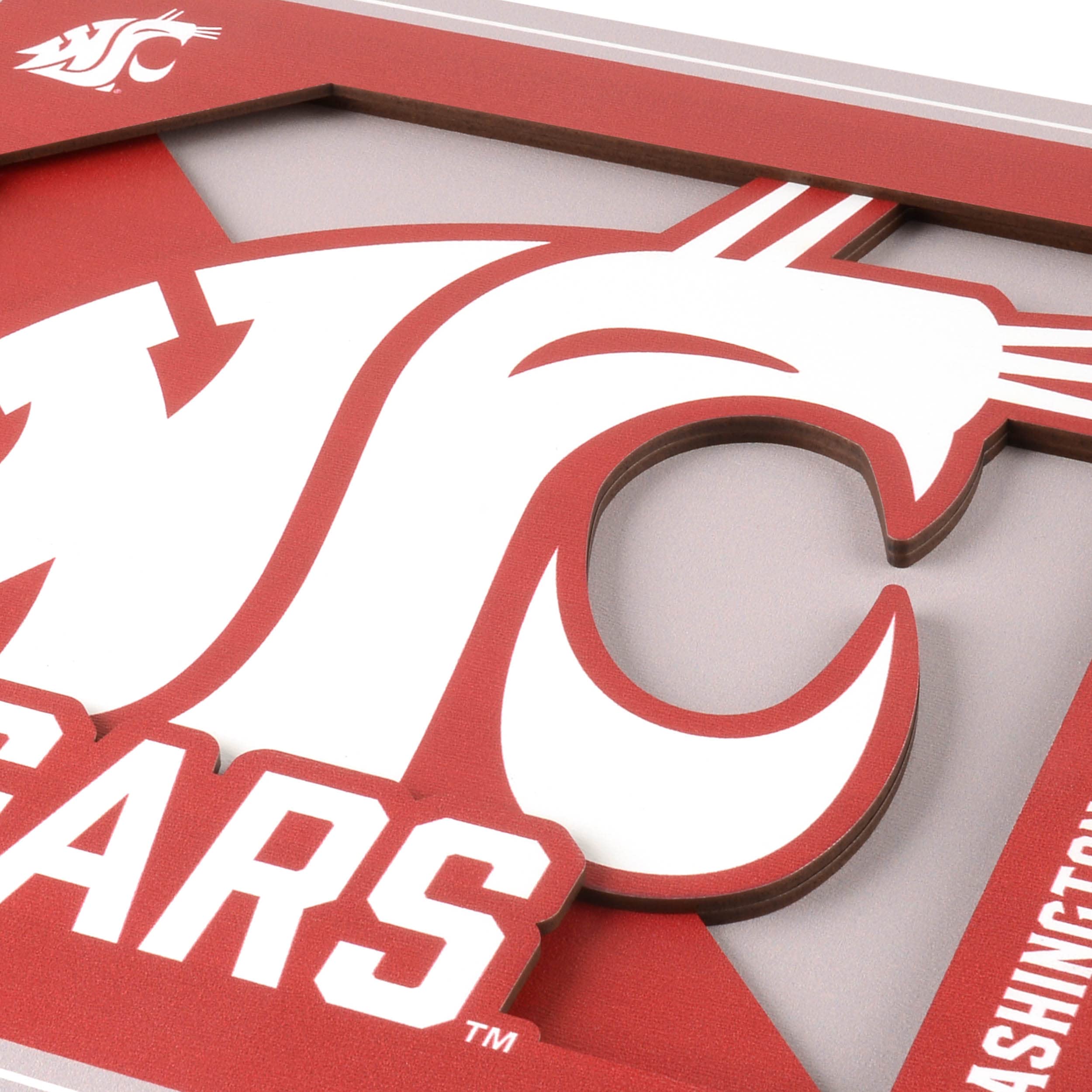 YouTheFan NCAA Washington State Cougars 3D Logo Series Wall Art - 12x12 - Sports Collectibles, Sports Memorabilia, Sports Fan Shop, Sports Gifts