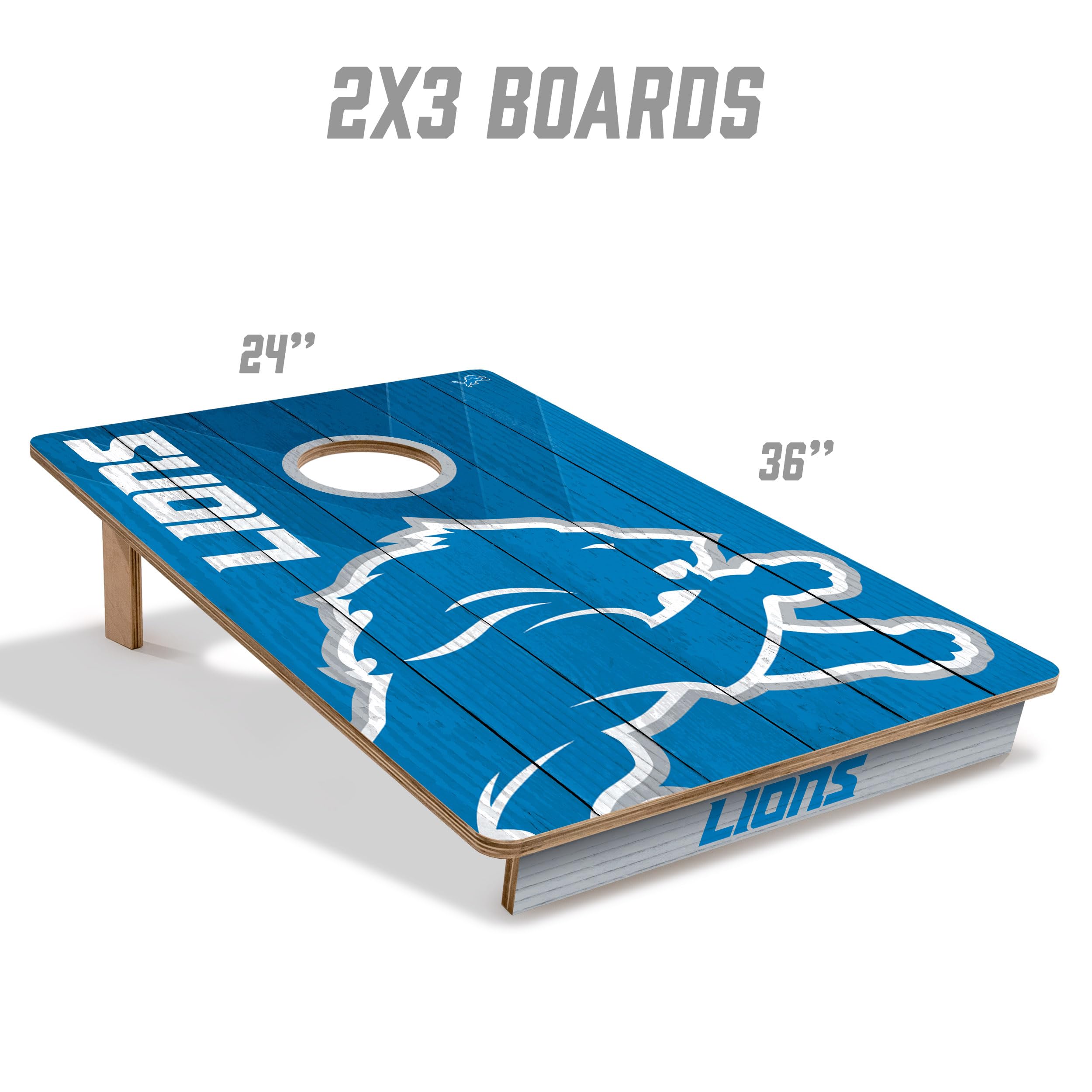 YouTheFan NFL Detroit Lions 2’ x 3’ Wood Cornhole Game with Logo Bags - Sports Collectibles, Sports Memorabilia, Sports Fan Shop, Sports Gifts