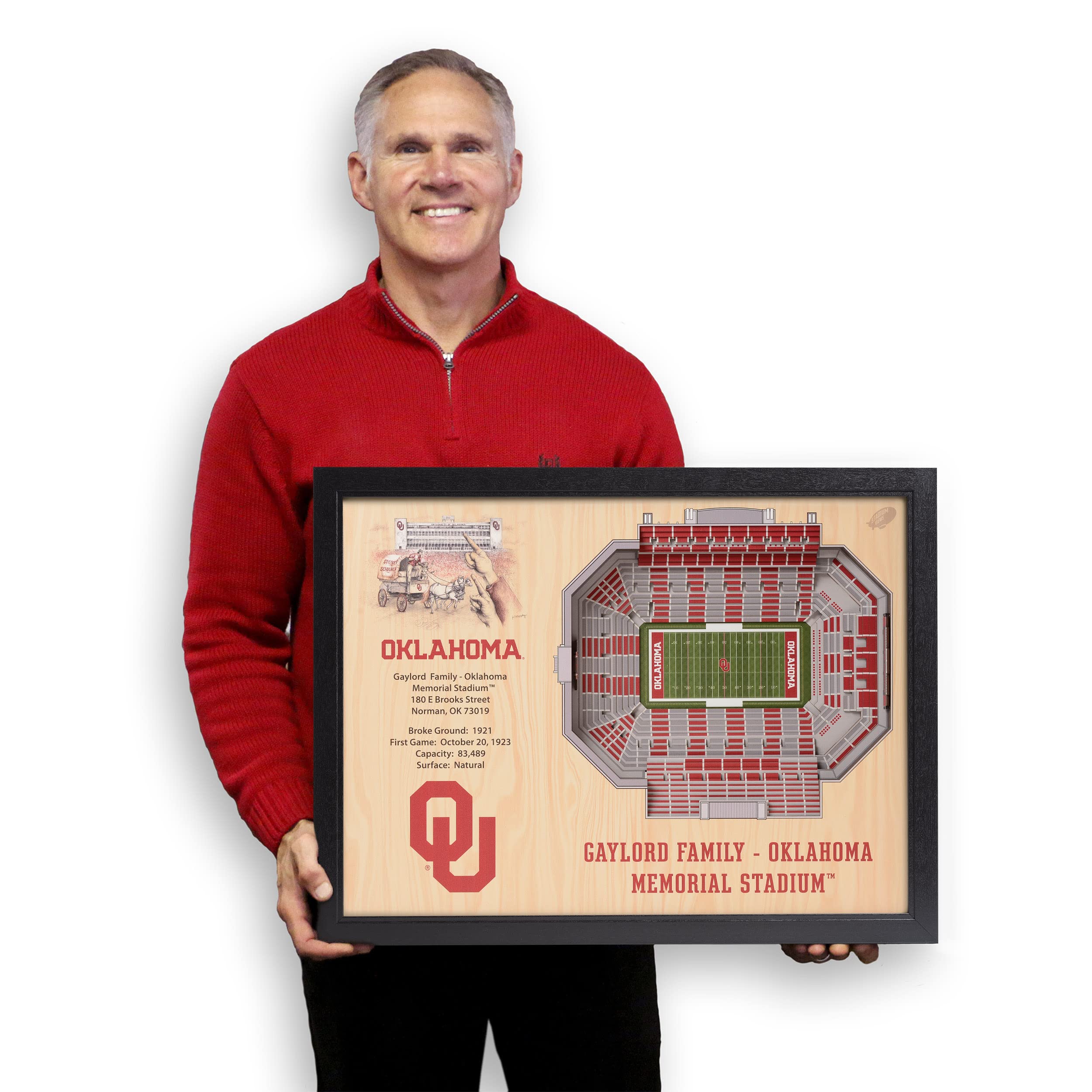 YouTheFan NCAA Oklahoma Sooners 25-Layer StadiumViews 3D Wall Art - Gaylord Family Oklahoma Memorial Stadium - Sports Collectibles, Sports Memorabilia, Sports Fan Shop, Sports Gifts
