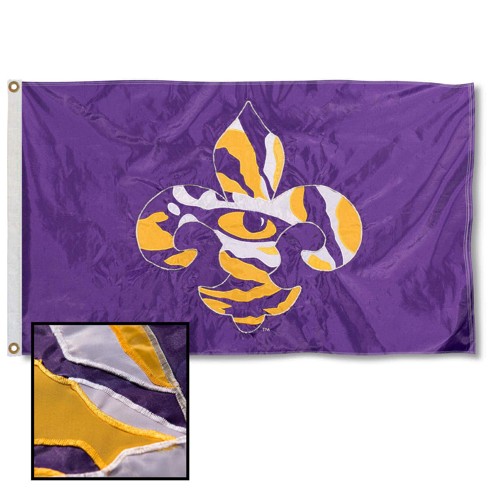 College Flags & Banners Co. LSU Tigers Embroidered and Stitched Nylon Flag - Sports Collectibles, Sports Memorabilia, Sports Fan Shop, Sports Gifts