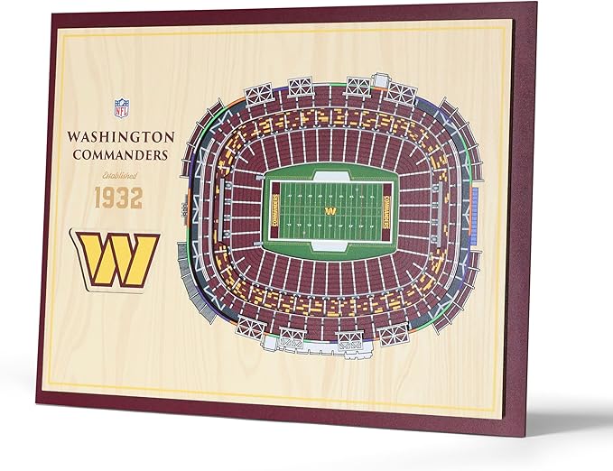 Washington Commanders 5 Layer Stadium Views 13x17 3D Wood Wall Art NFL - Sports Gifts, Sports Memorabilia, Sports Collectibles, Fan Shop