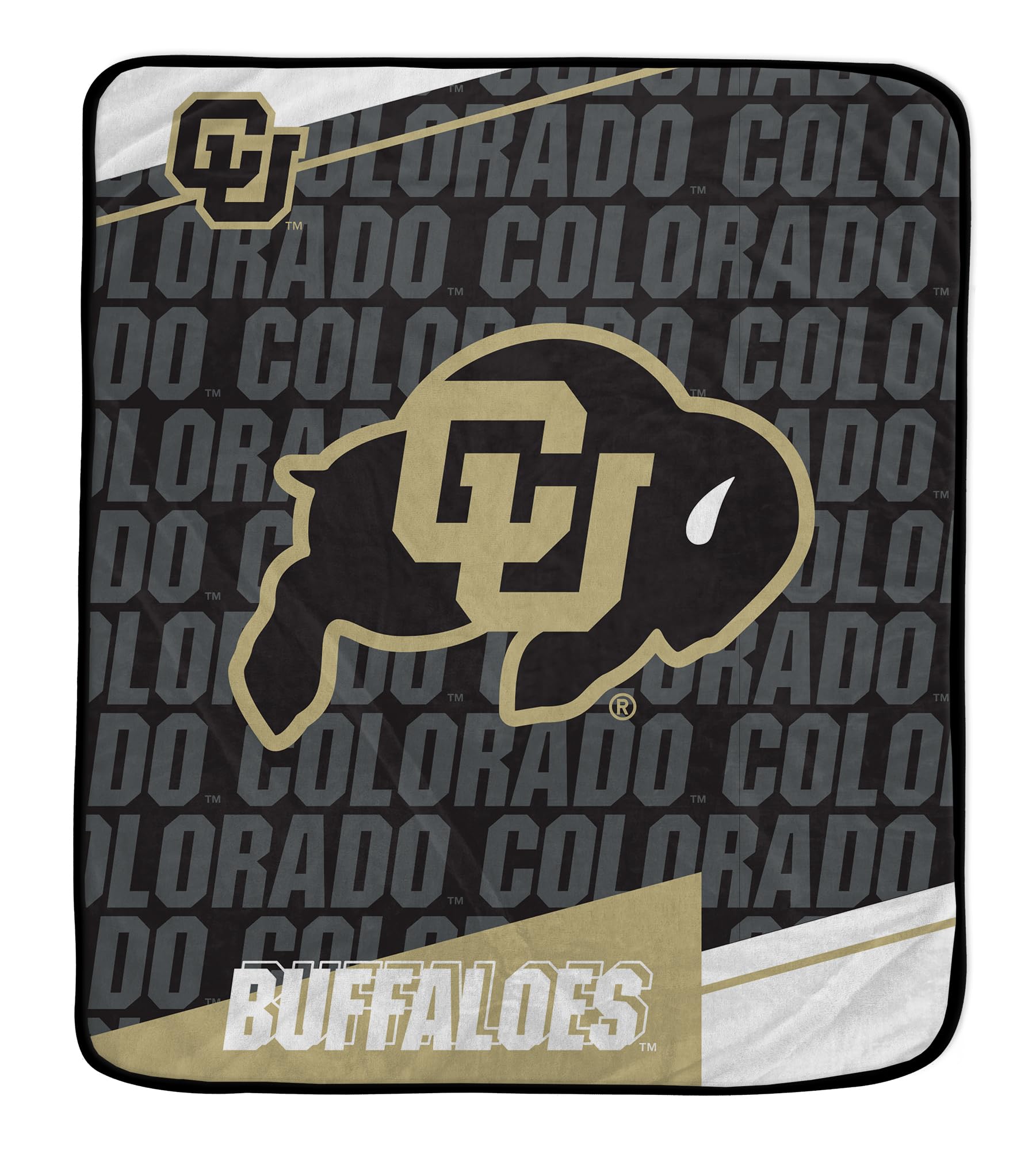 Pegasus Sports NCAA Colorado Buffaloes Diagonal Ghost Ultra Soft Blanket - Sports Gifts, Sports Memorabilia, Sports Collectibles, Fan Shop