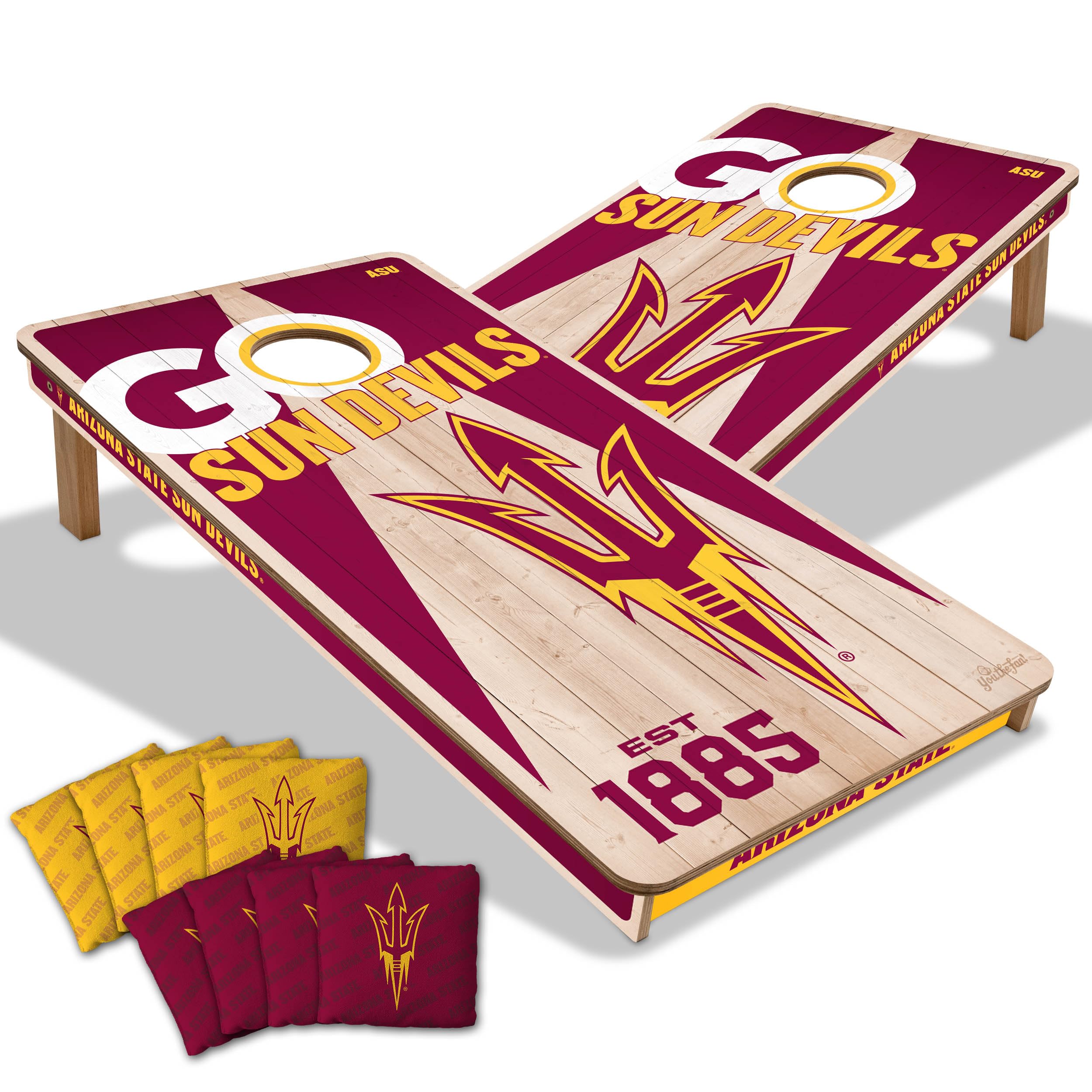 YouTheFan NCAA Arizona State Sun Devils 2’ x 4’ Professional Wood Cornhole Game with Logo Bags - Sports Collectibles, Sports Memorabilia, Sports Fan Shop, Sports Gifts