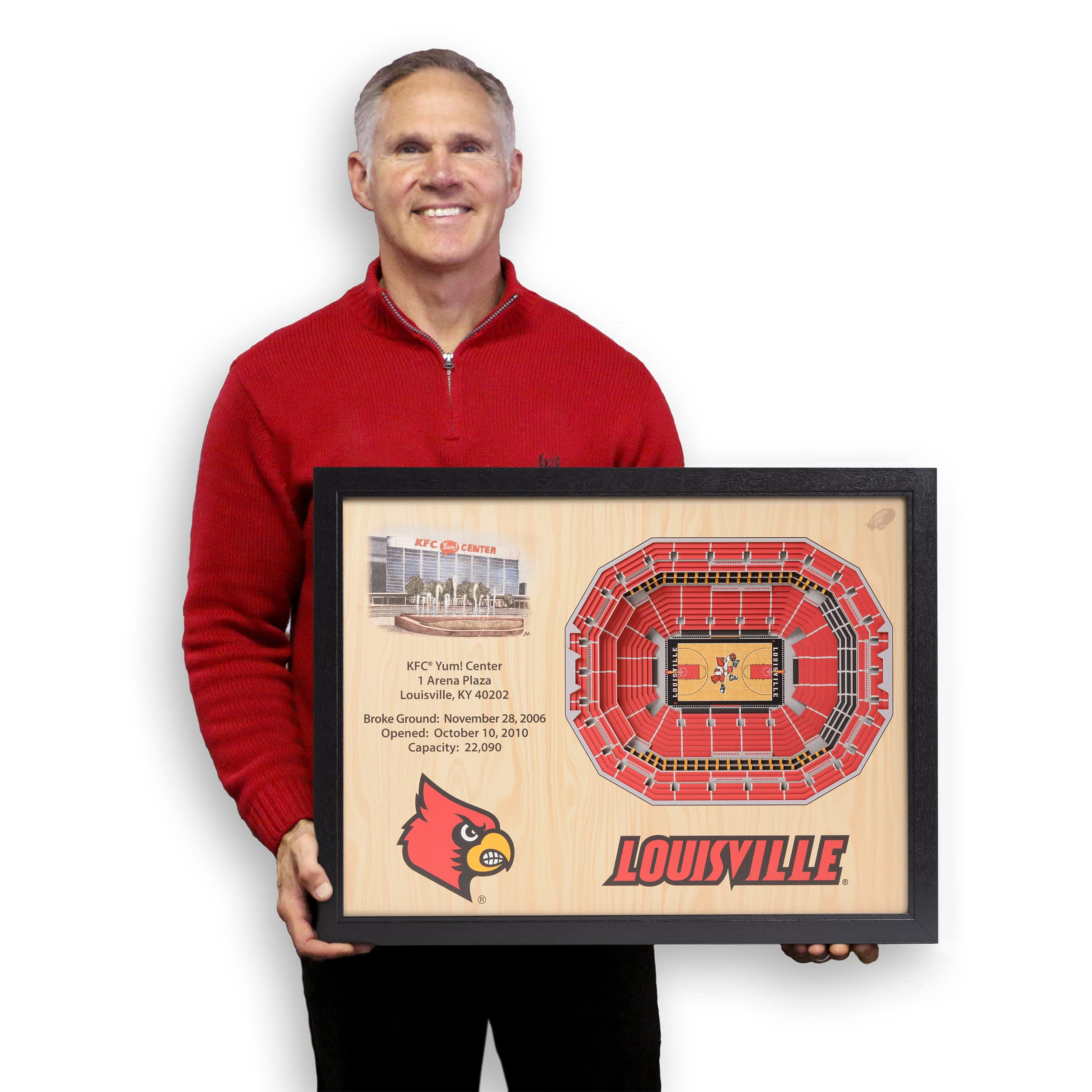 YouTheFan NCAA Louisville Cardinals 25-Layer StadiumViews 3D Wall Art - KFC Yum! Center , Brown - Sports Collectibles, Sports Memorabilia, Sports Fan Shop, Sports Gifts