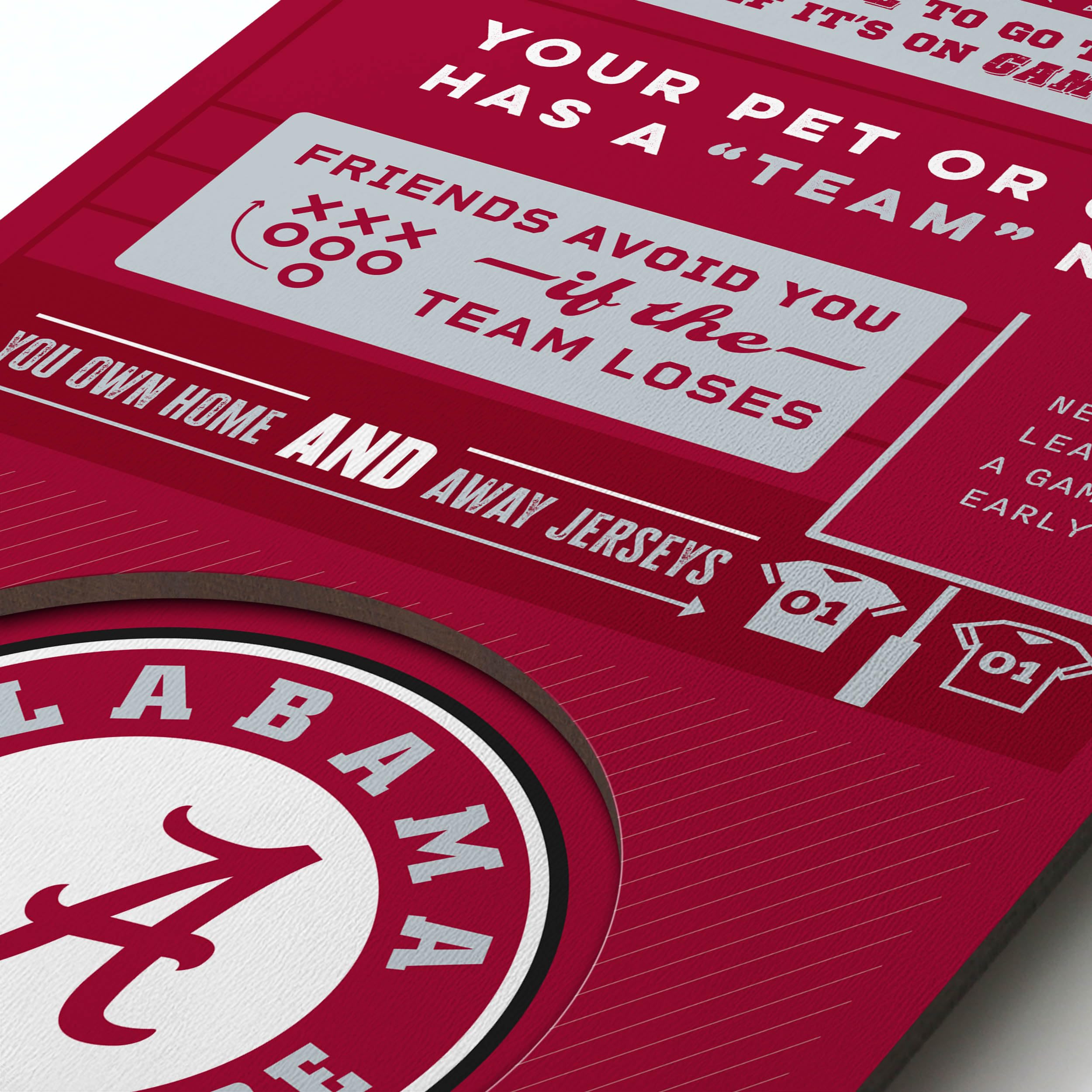 YouTheFan Officially-licensed NCAA Alabama Crimson Tide 6x19 Top 10 Signs Banner - humorous descriptions - fun sports fan phrases, original design, indoor team wall decor fan gift - Sports Collectibles, Sports Memorabilia, Sports Fan Shop, Sports Gifts