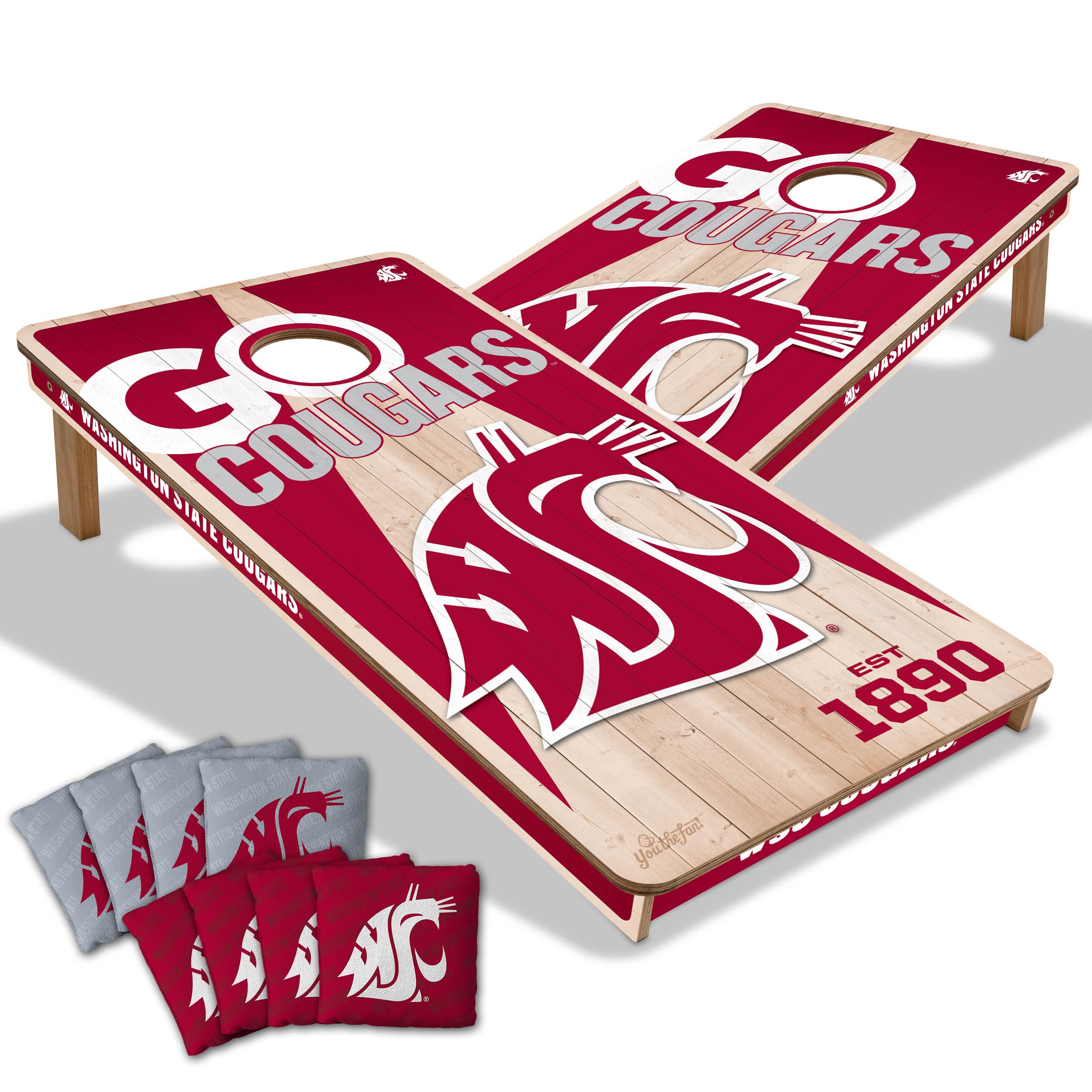 YouTheFan NCAA Washington State Cougars 2’ x 4’ Professional Wood Cornhole Game with Logo Bags - Sports Collectibles, Sports Memorabilia, Sports Fan Shop, Sports Gifts