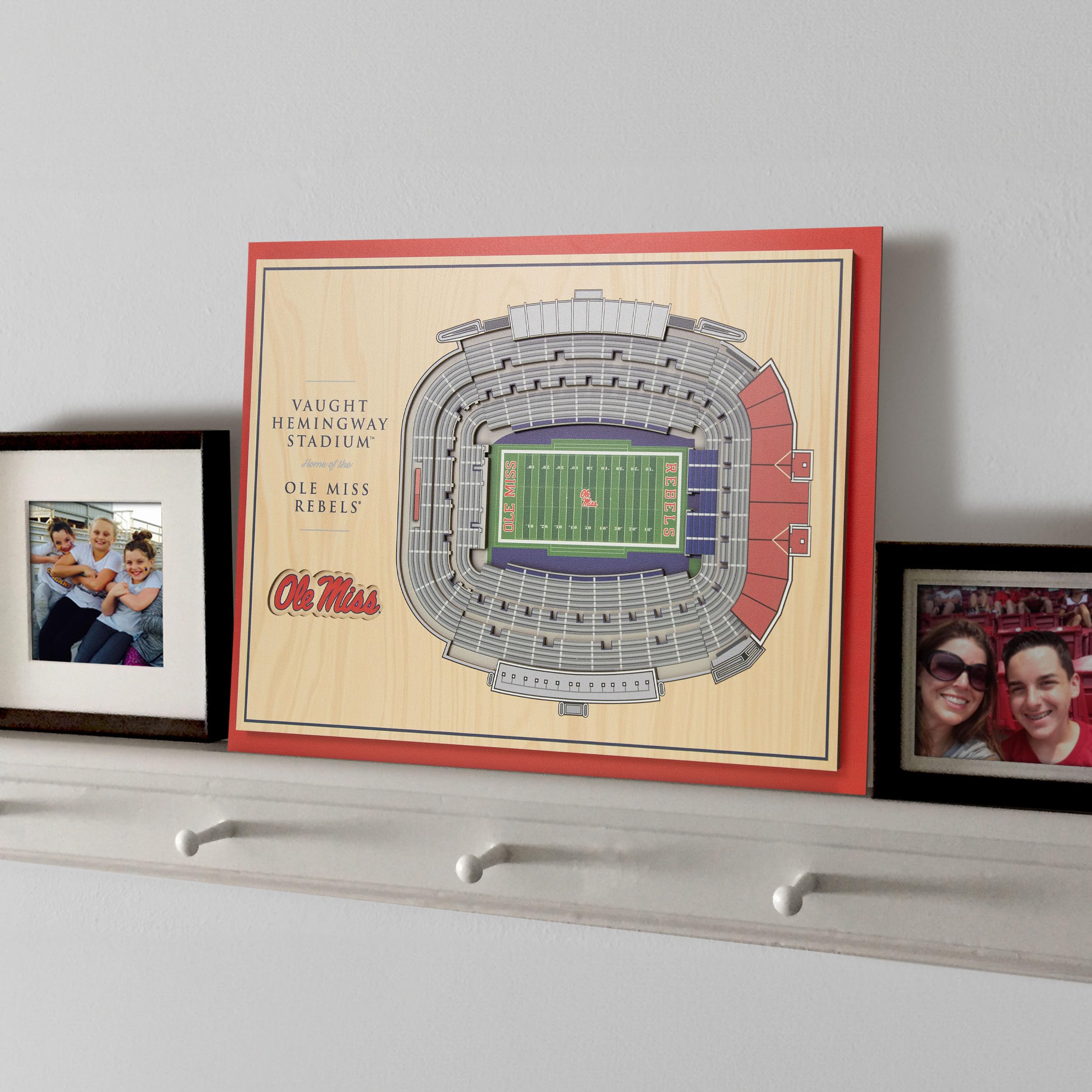 YouTheFan NCAA Mississippi Rebels 5-Layer StadiumView 3D Wall Art - Vaught Hemingway Stadium - Sports Collectibles, Sports Memorabilia, Sports Fan Shop, Sports Gifts