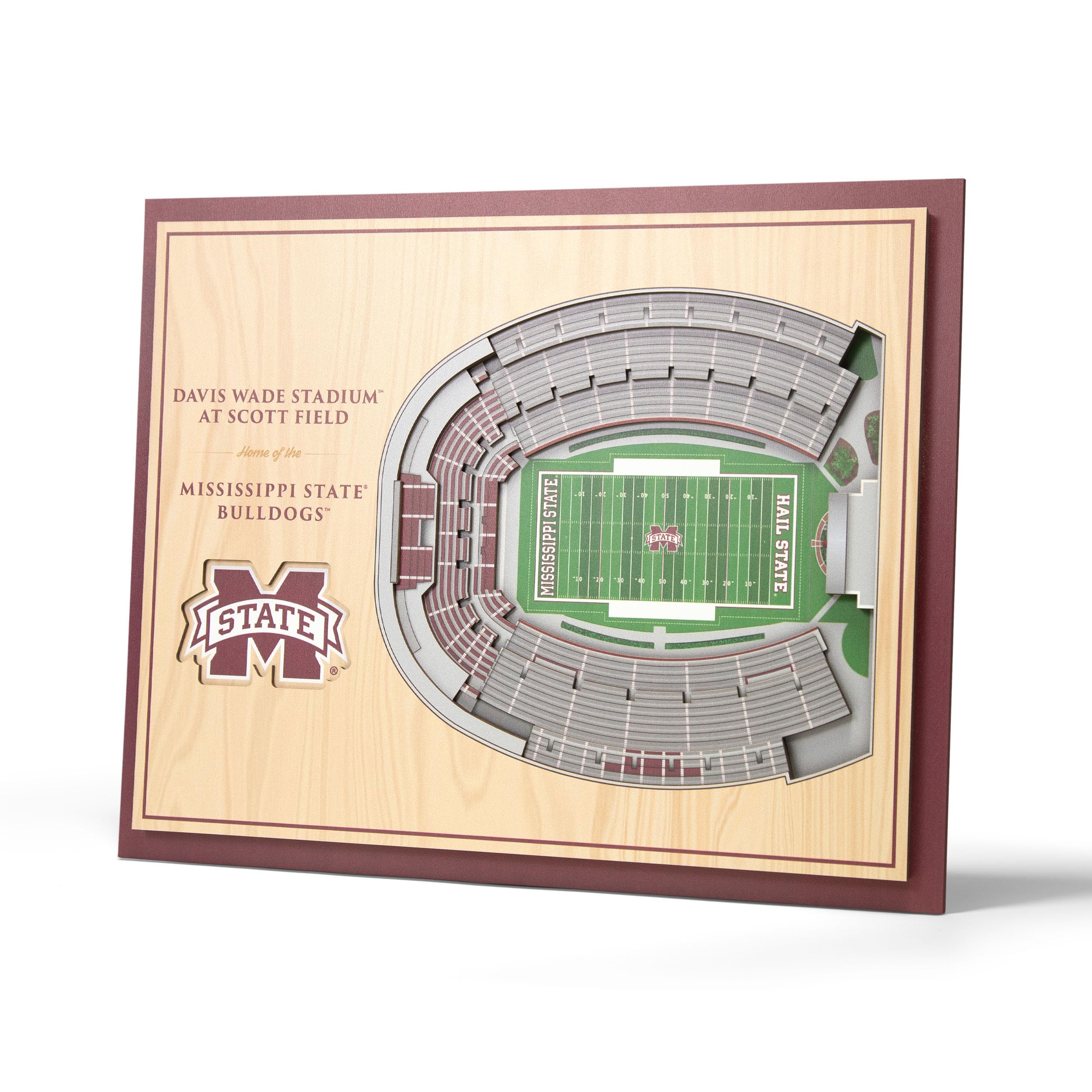 YouTheFan NCAA Mississippi State Bulldogs 5-Layer StadiumView 3D Wall Art - Davis Wade Stadium at Scott Field - Sports Collectibles, Sports Memorabilia, Sports Fan Shop, Sports Gifts