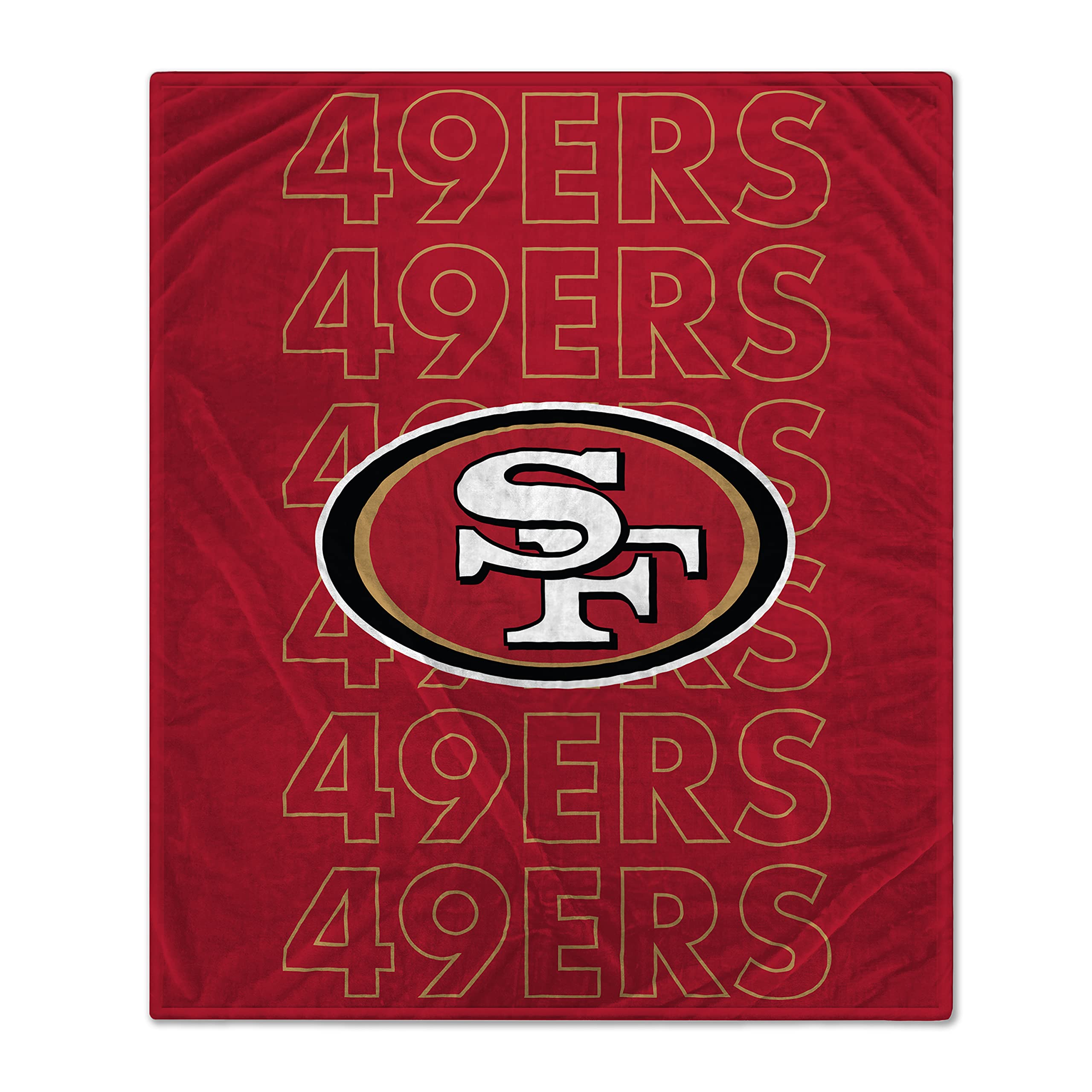 Pegasus Sports NFL Echo Team Wordmark Plush Blanket- San Francisco 49ers, Team Color, 60x70 - Sports Gifts, Sports Memorabilia, Sports Collectibles, Fan Shop