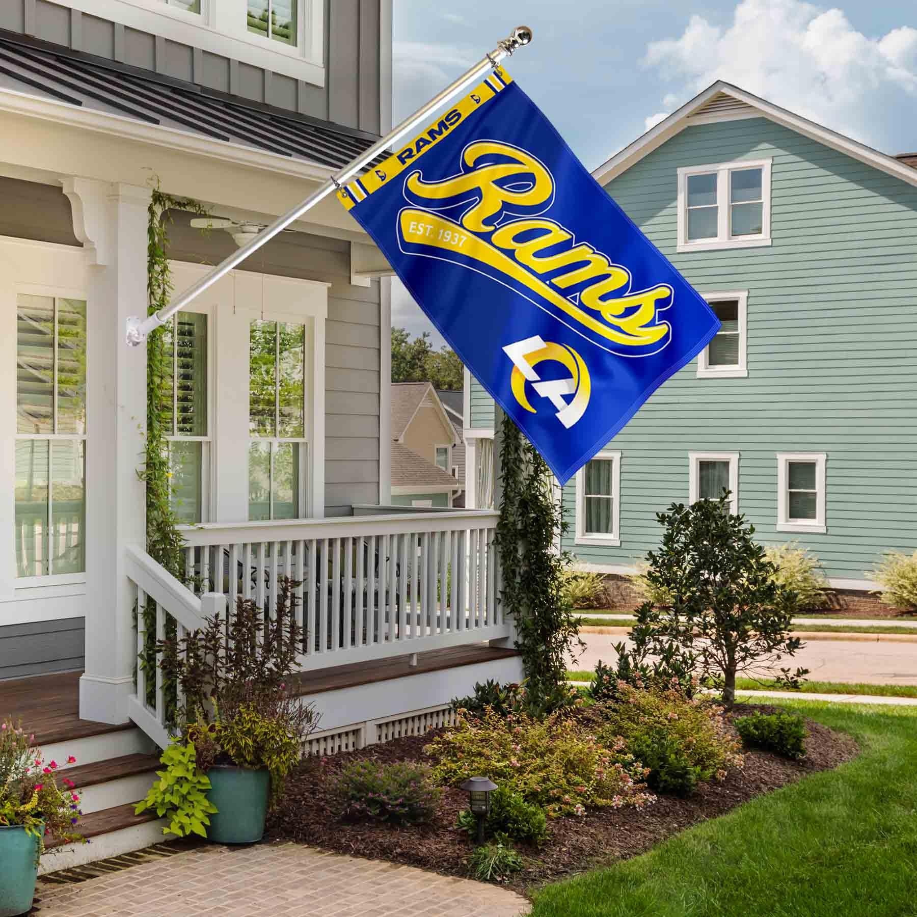 WinCraft Los Angeles Rams Script Logo Premium Flag - Sports Collectibles, Sports Memorabilia, Sports Fan Shop, Sports Gifts