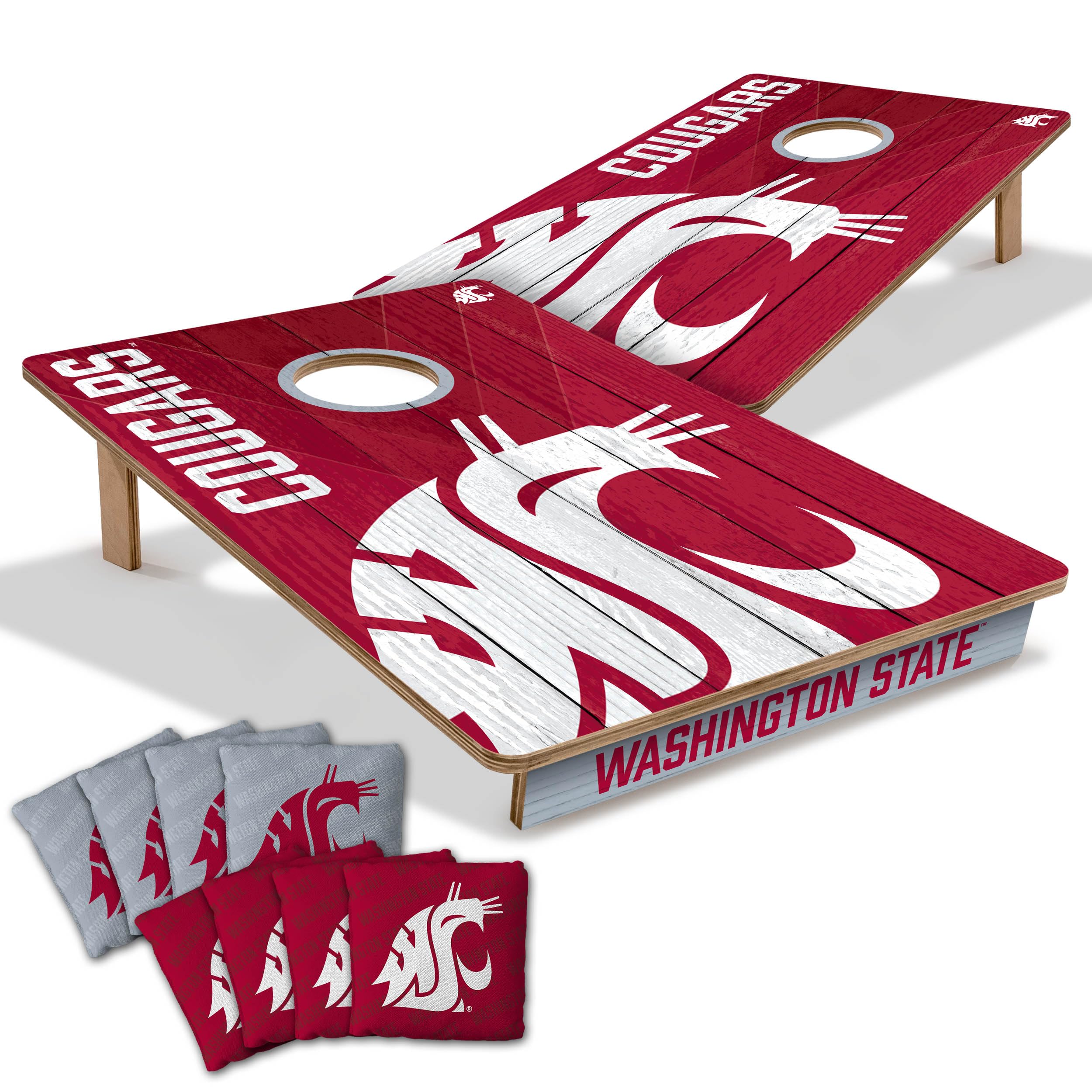YouTheFan NCAA Washington State Cougars 2’ x 3’ Wood Cornhole Game with Logo Bags - Sports Collectibles, Sports Memorabilia, Sports Fan Shop, Sports Gifts