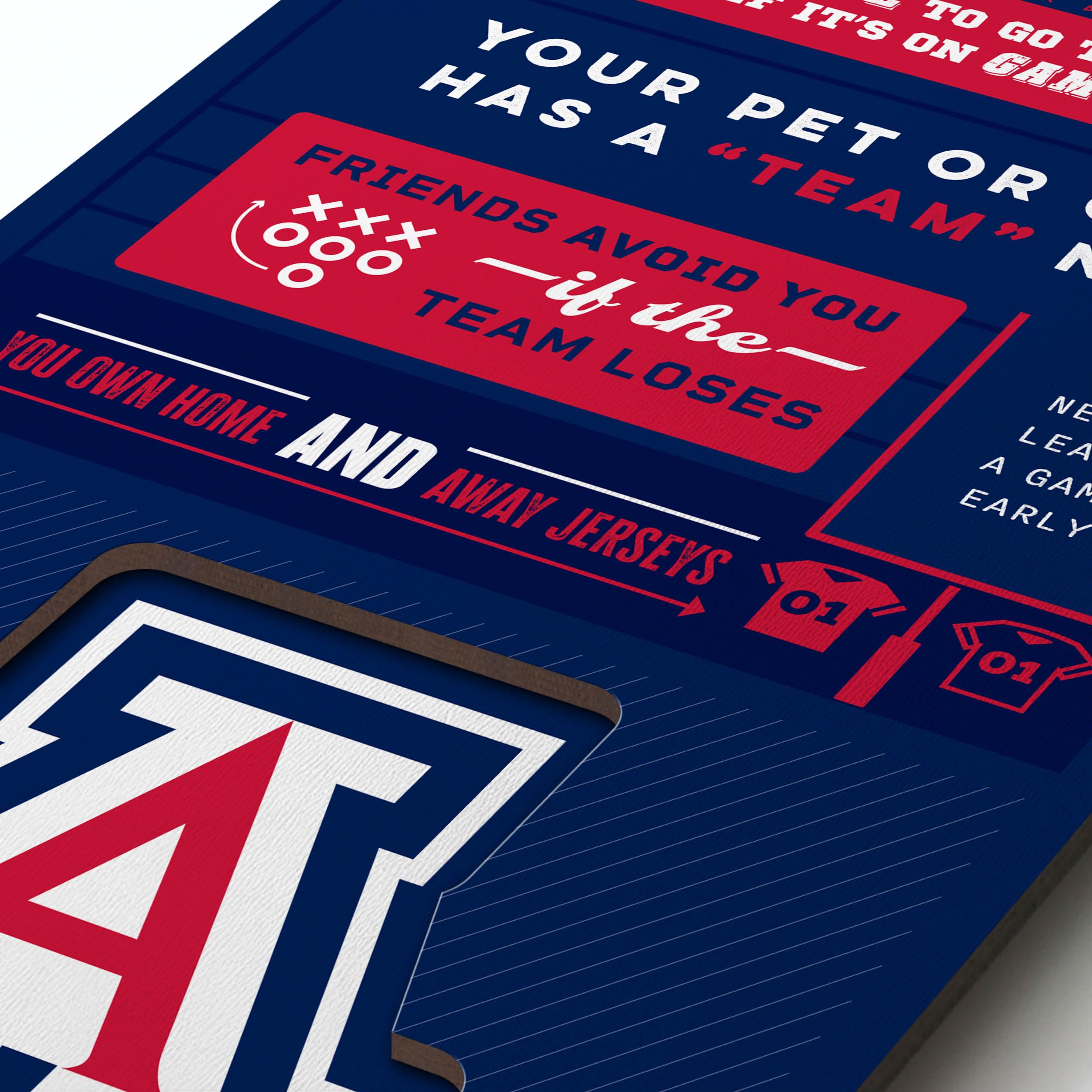 YouTheFan Officially-licensed NCAA Arizona Wildcats 6x19 Top 10 Signs Banner - humorous descriptions - fun sports fan phrases, original design, indoor team wall decor fan gift - Sports Collectibles, Sports Memorabilia, Sports Fan Shop, Sports Gifts