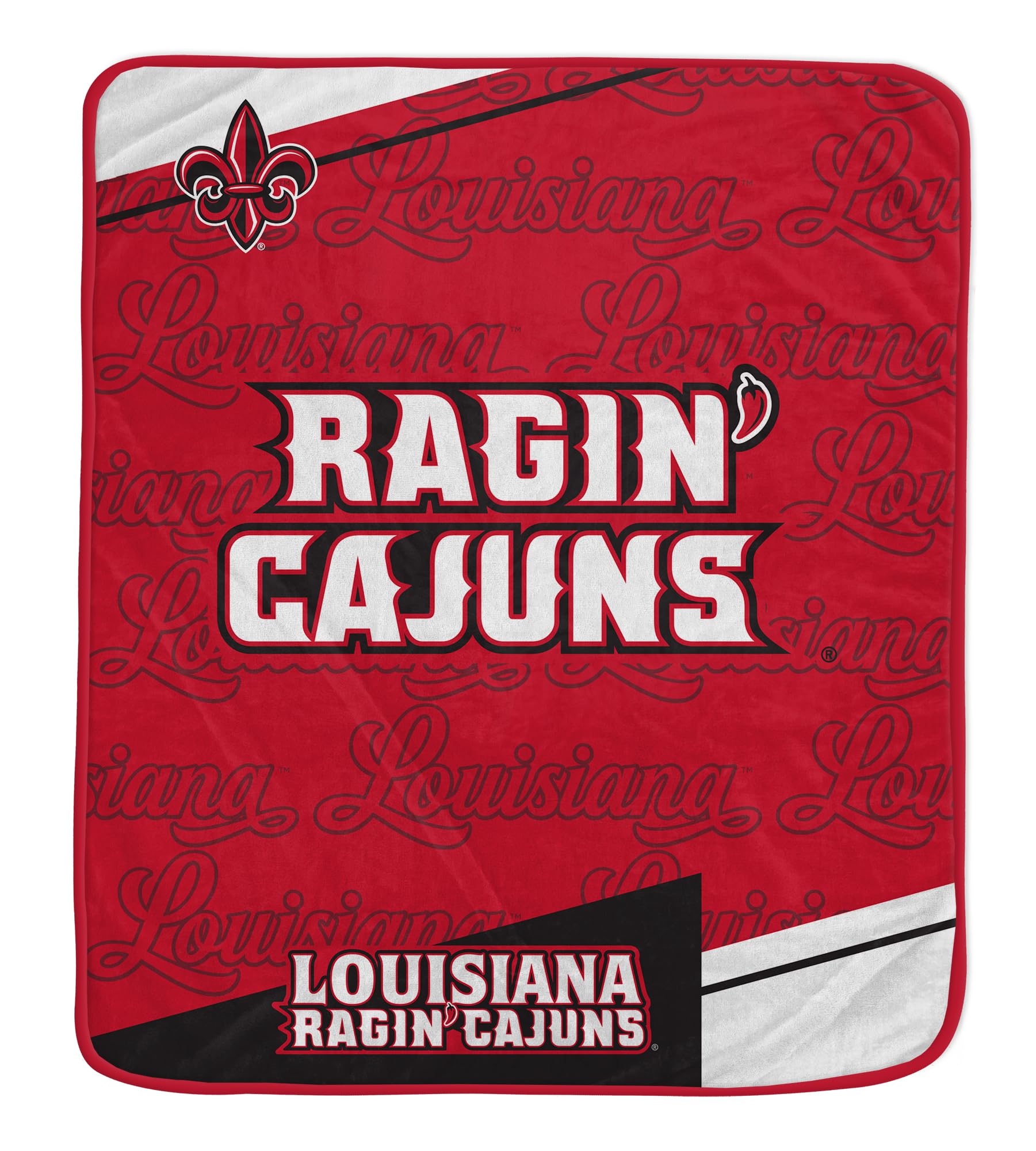 Pegasus Sports NCAA Louisiana Lafayette Ragin' Cajuns Diagonal Ghost Ultra Soft Blanket - Sports Gifts, Sports Memorabilia, Sports Collectibles, Fan Shop