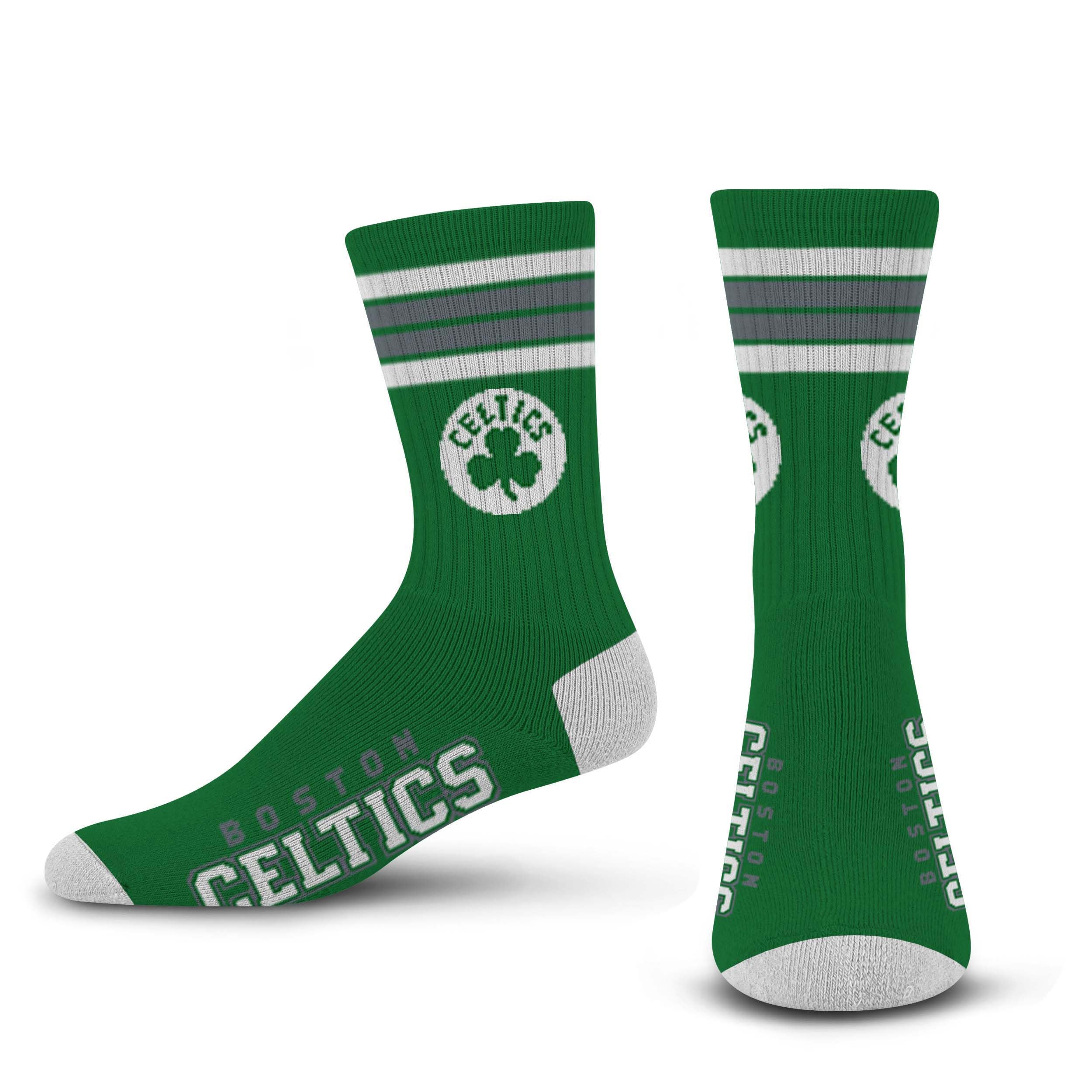 For Bare Feet NBA BOSTON CELTICS 4 Stripe Deuce Crew Sock Team Color Large - Sports Gifts, Sports Memorabilia, Sports Collectibles, Fan Shop