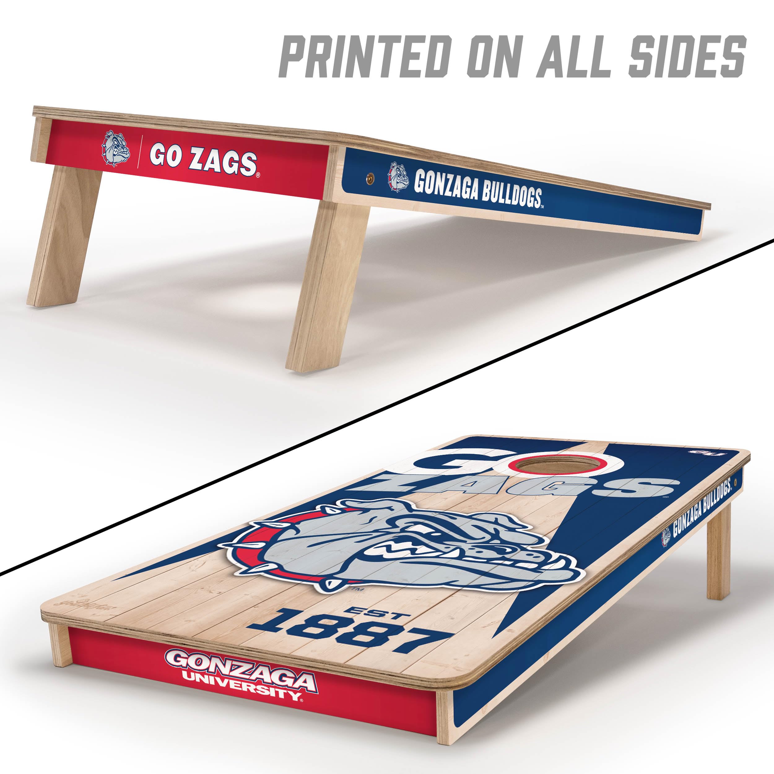 YouTheFan NCAA Gonzaga Bulldogs 2’ x 4’ Professional Wood Cornhole Game with Logo Bags - Sports Collectibles, Sports Memorabilia, Sports Fan Shop, Sports Gifts