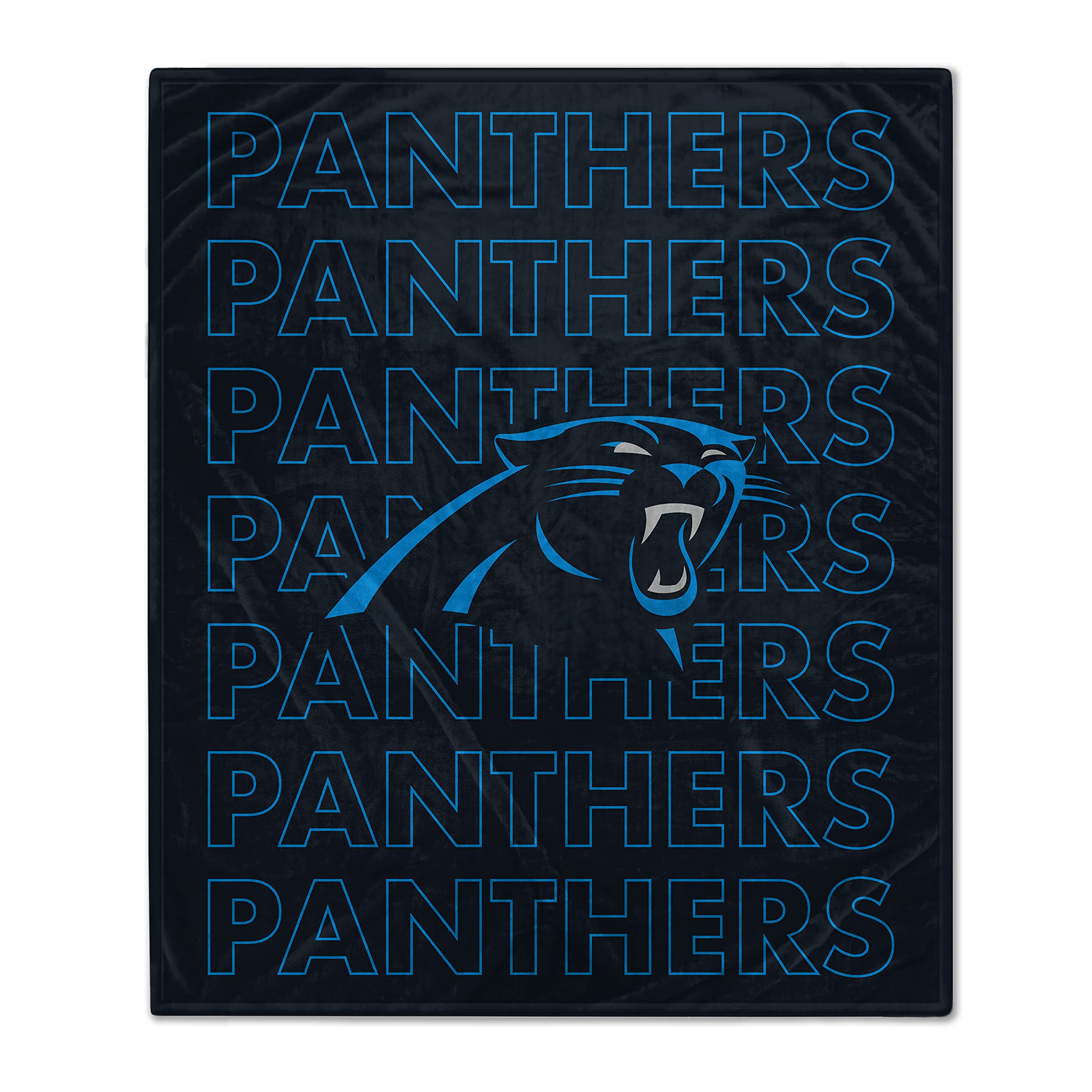 Pegasus Sports NFL Echo Team Wordmark Plush Blanket- Carolina Panthers, 60x70 - Sports Gifts, Sports Memorabilia, Sports Collectibles, Fan Shop