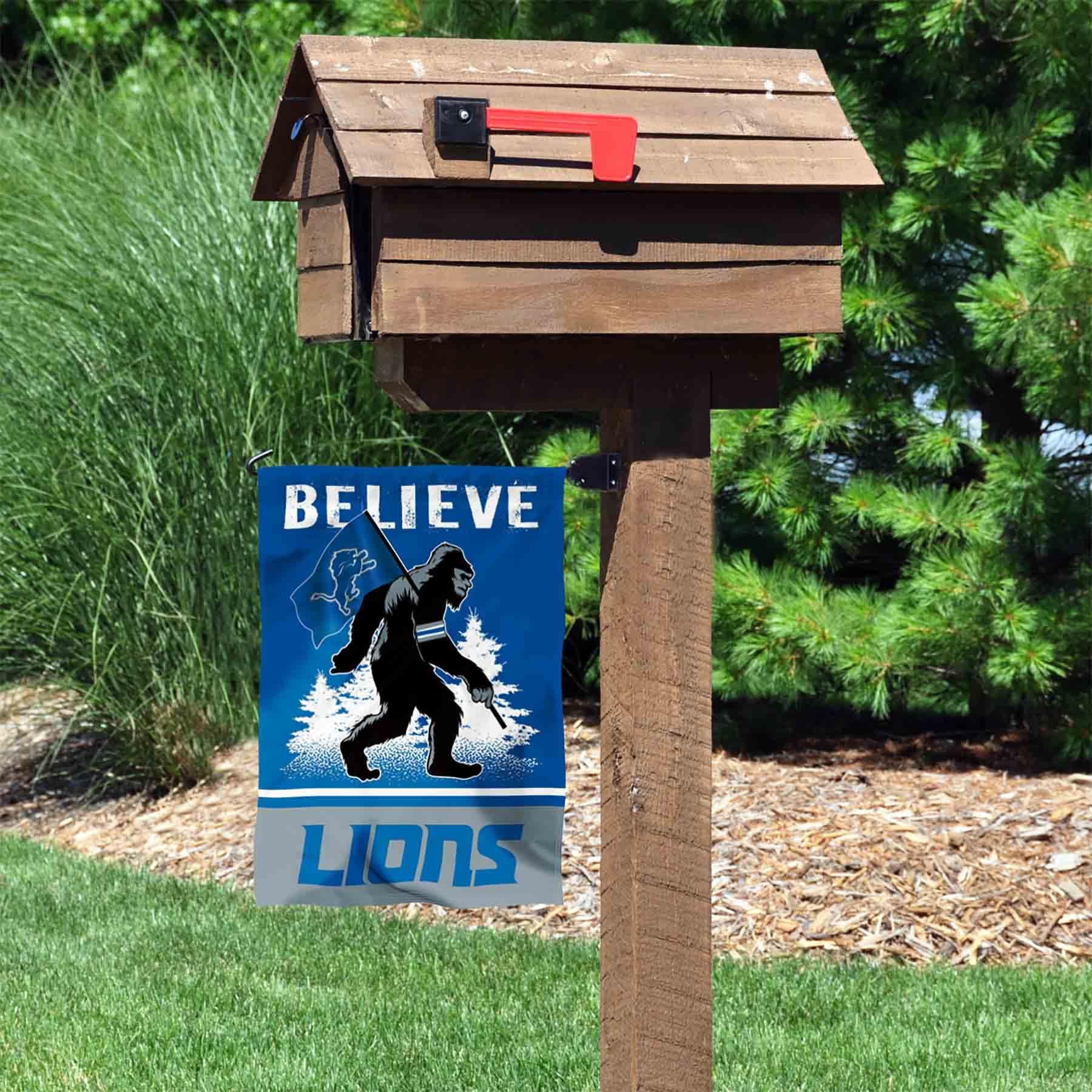 WinCraft Detroit Lions Bigfoot Sasquatch Believe Yard Garden Banner Flag - Sports Collectibles, Sports Memorabilia, Sports Fan Shop, Sports Gifts
