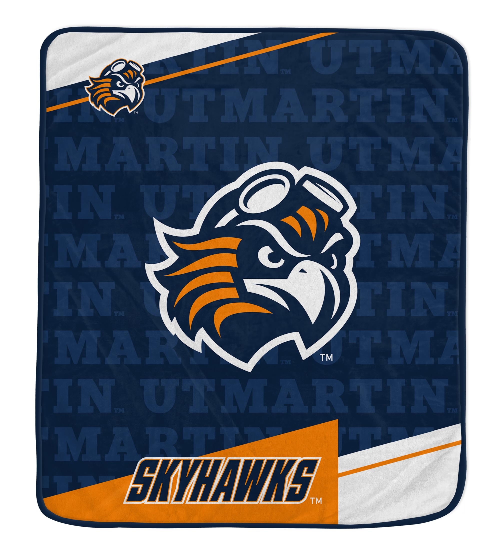 Pegasus Sports NCAA Tennessee Martin Skyhawks Diagonal Ghost Ultra Soft Blanket - Sports Gifts, Sports Memorabilia, Sports Collectibles, Fan Shop