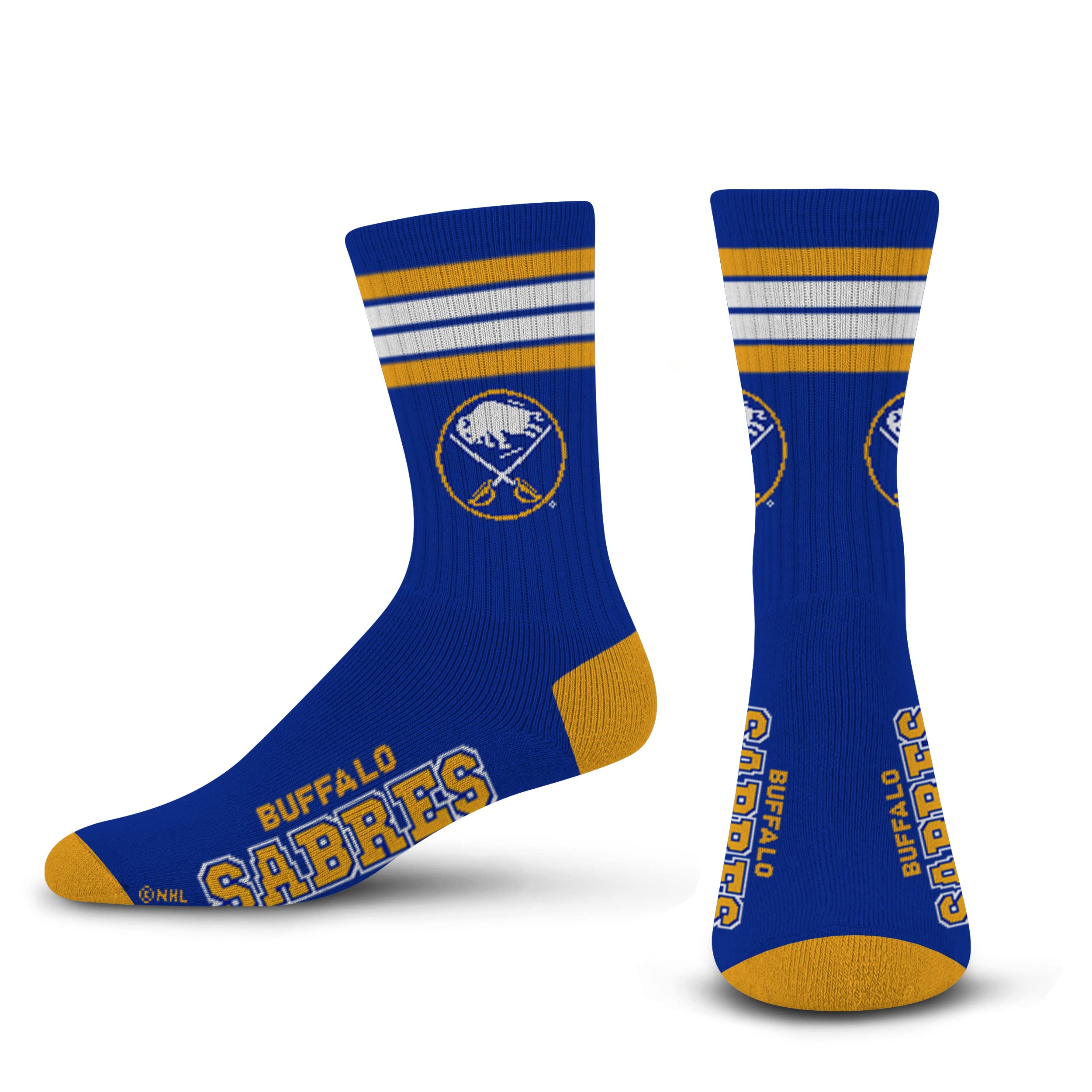 For Bare Feet NHL Buffalo Sabres 4 Stripe Deuce Crew Sock Team Color MEDIUM - Sports Gifts, Sports Memorabilia, Sports Collectibles, Fan Shop