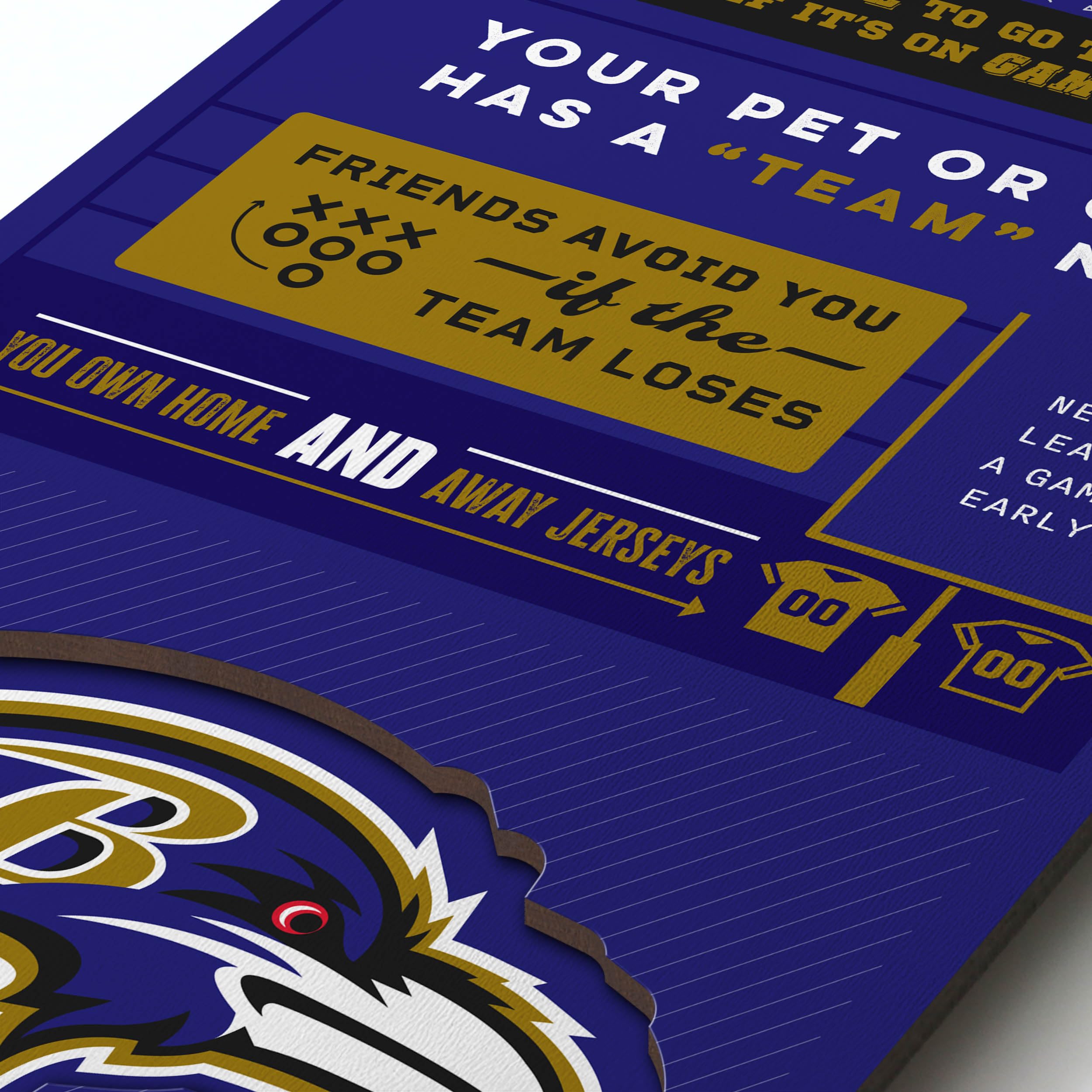 YouTheFan Officially-licensed NFL Baltimore Ravens 6x19 Top 10 Signs Banner - humorous descriptions - fun sports fan phrases, original design, indoor team wall decor fan gift - Sports Collectibles, Sports Memorabilia, Sports Fan Shop, Sports Gifts