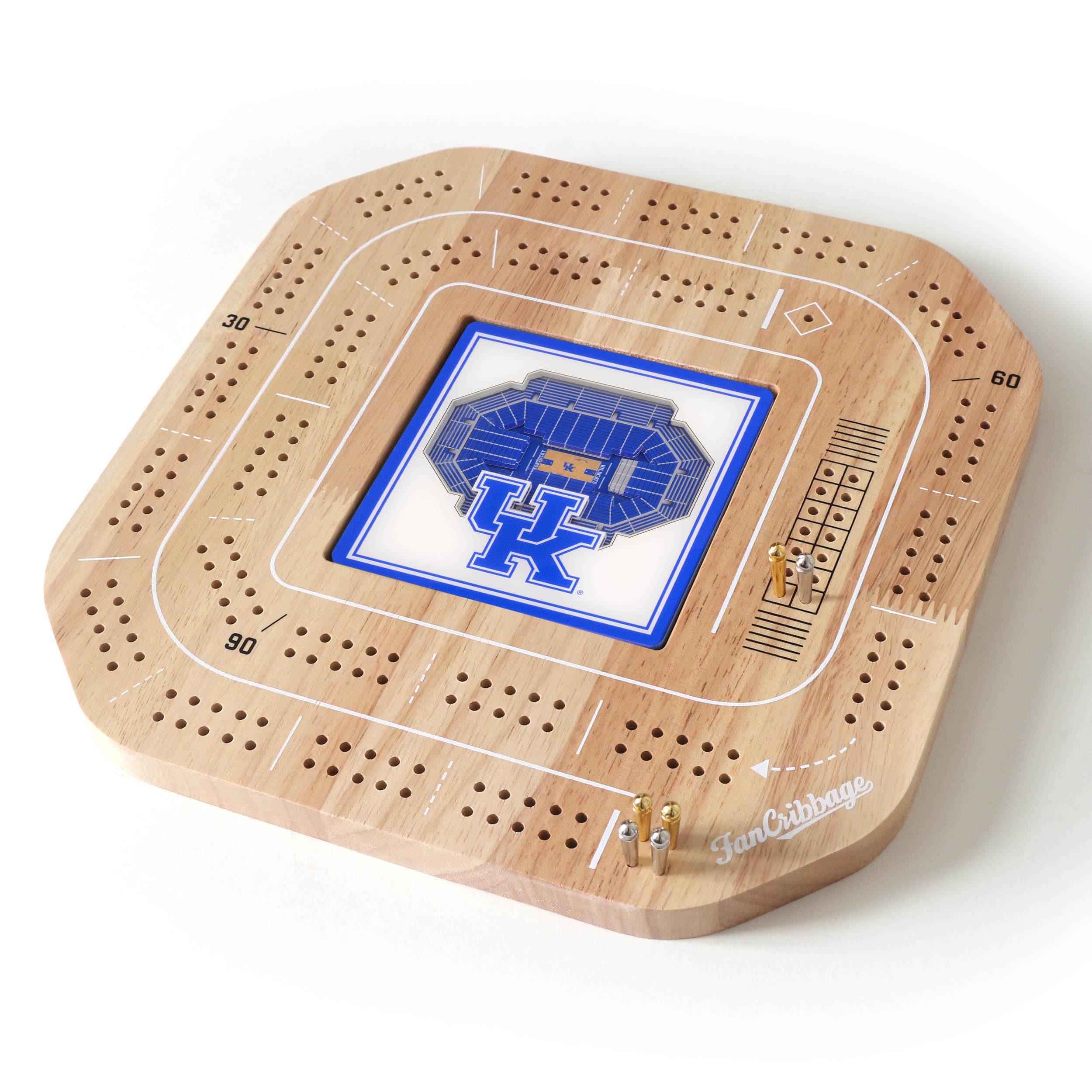 YouTheFan NCAA Kentucky Wildcats Licensed Fan Cribbage Wood Board Game - Sports Collectibles, Sports Memorabilia, Sports Fan Shop, Sports Gifts