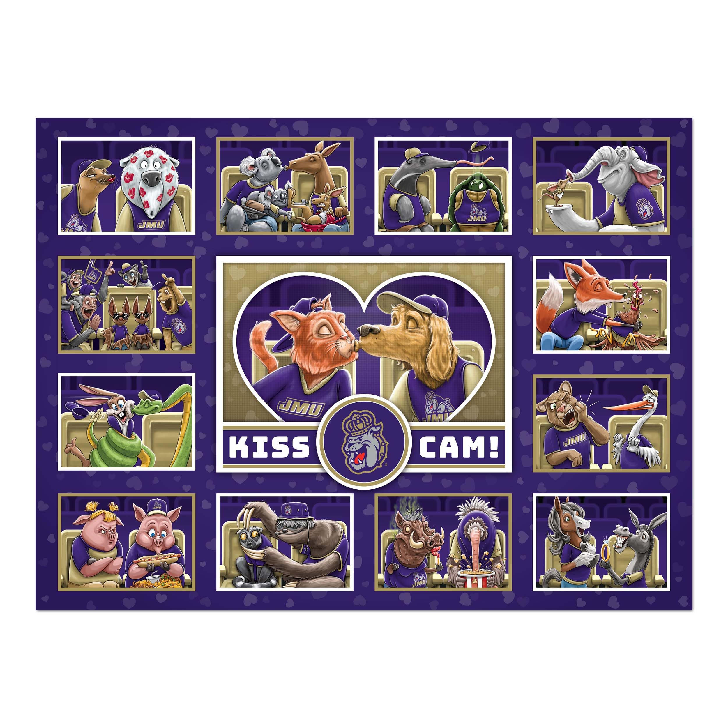 YouTheFan NCAA James Madison Dukes Kiss Cam 500pc Puzzle - Sports Collectibles, Sports Memorabilia, Sports Fan Shop, Sports Gifts