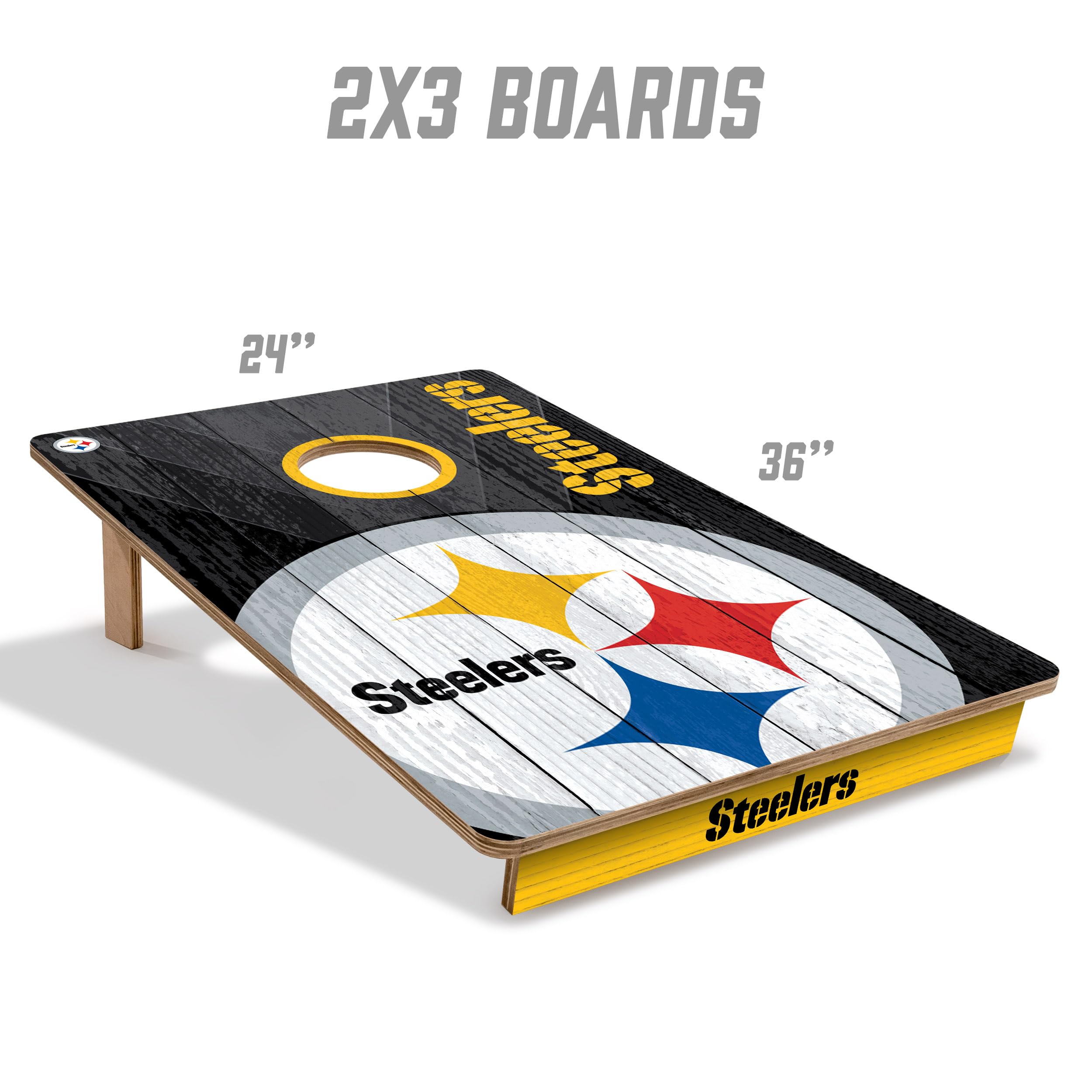 YouTheFan NFL Pittsburgh Steelers 2’ x 3’ Wood Cornhole Game with Logo Bags - Sports Collectibles, Sports Memorabilia, Sports Fan Shop, Sports Gifts