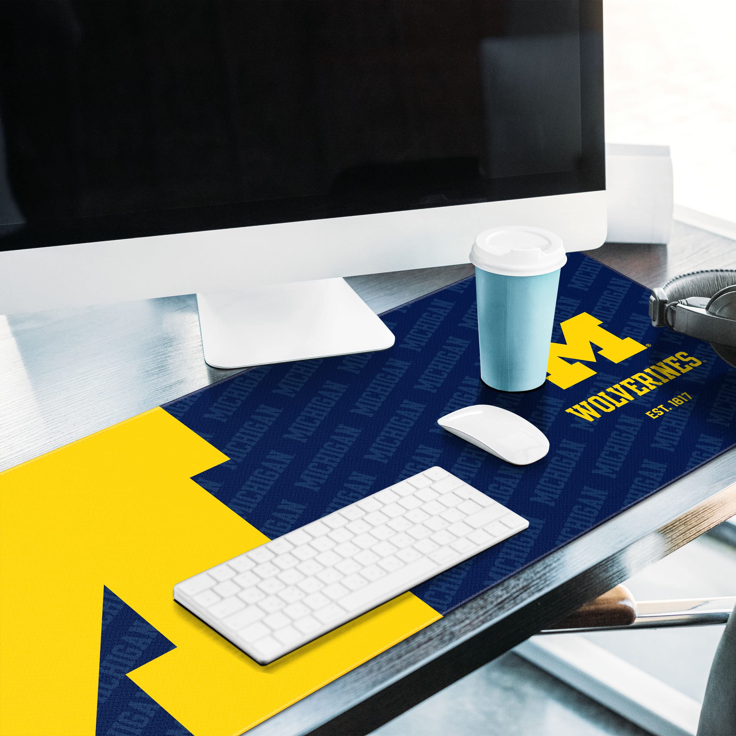 YouTheFan NCAA Michigan Wolverines Logo Series Desk Pad & SOAR NCAA Shockbox LED Wireless Bluetooth Speaker, Michigan Wolverines - Sports Collectibles, Sports Memorabilia, Sports Fan Shop, Sports Gifts