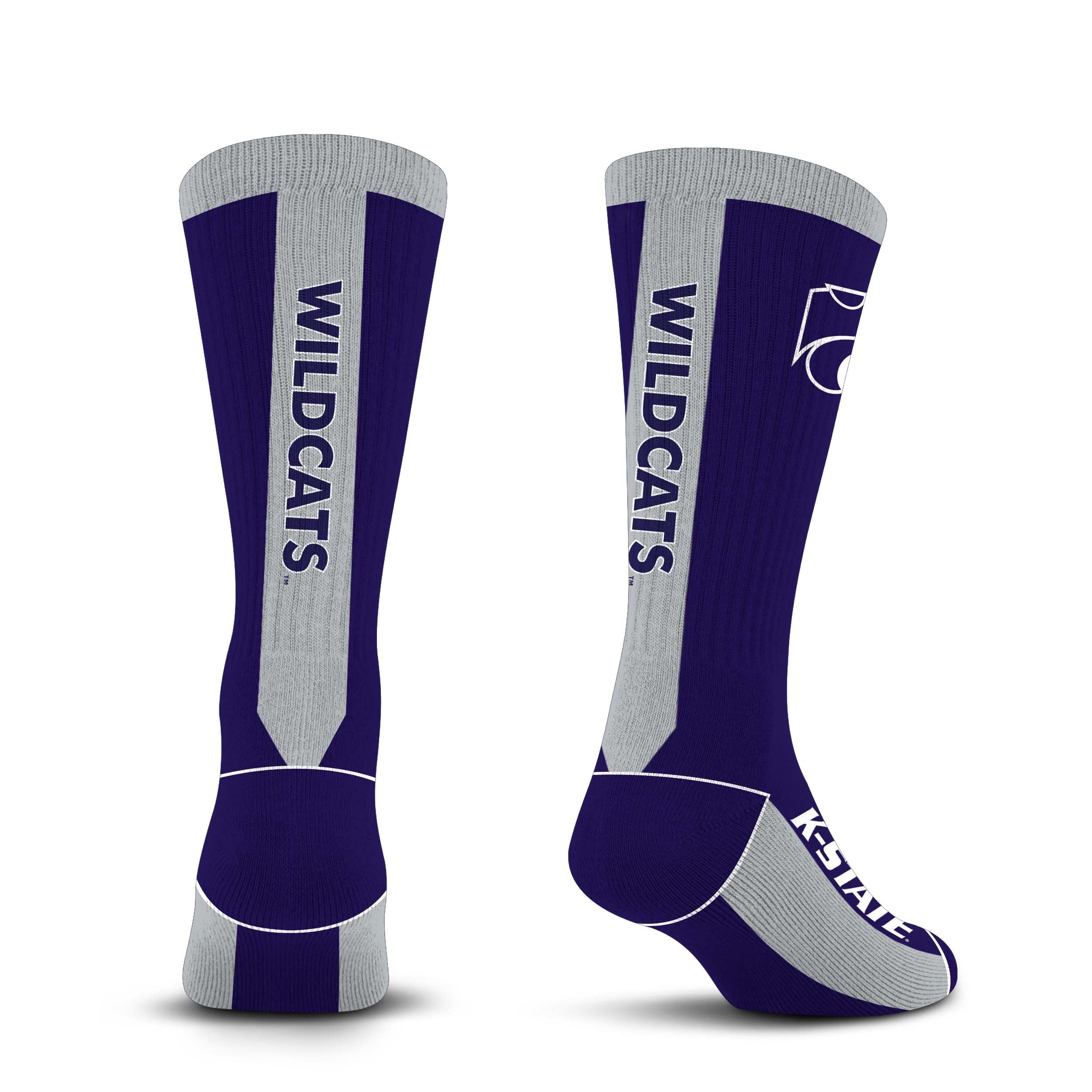 For Bare Feet NCAA KANSAS STATE WILDCATS MVP Crew Sock Team Color Large - Sports Gifts, Sports Memorabilia, Sports Collectibles, Fan Shop