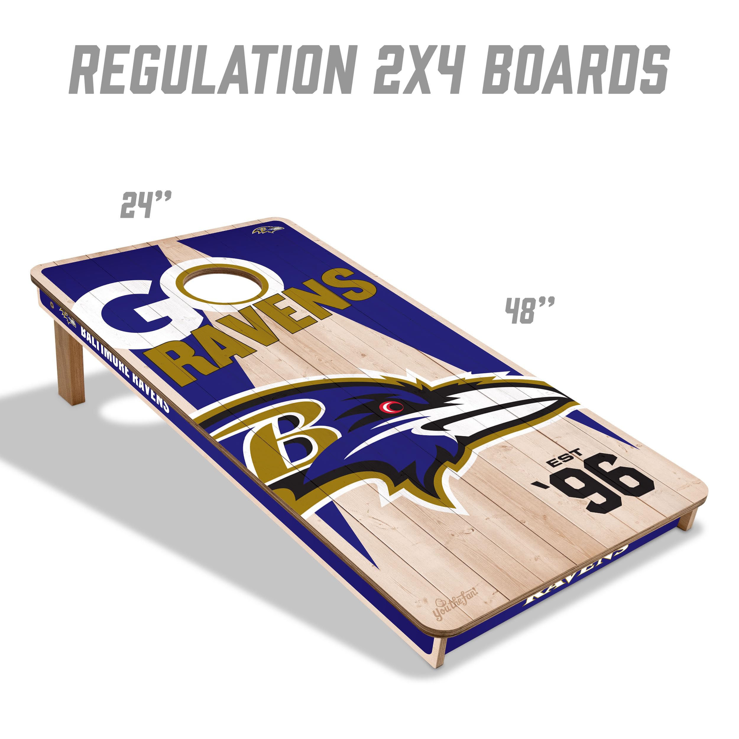 YouTheFan NFL Baltimore Ravens 2’ x 4’ Professional Wood Cornhole Game with Logo Bags - Sports Collectibles, Sports Memorabilia, Sports Fan Shop, Sports Gifts
