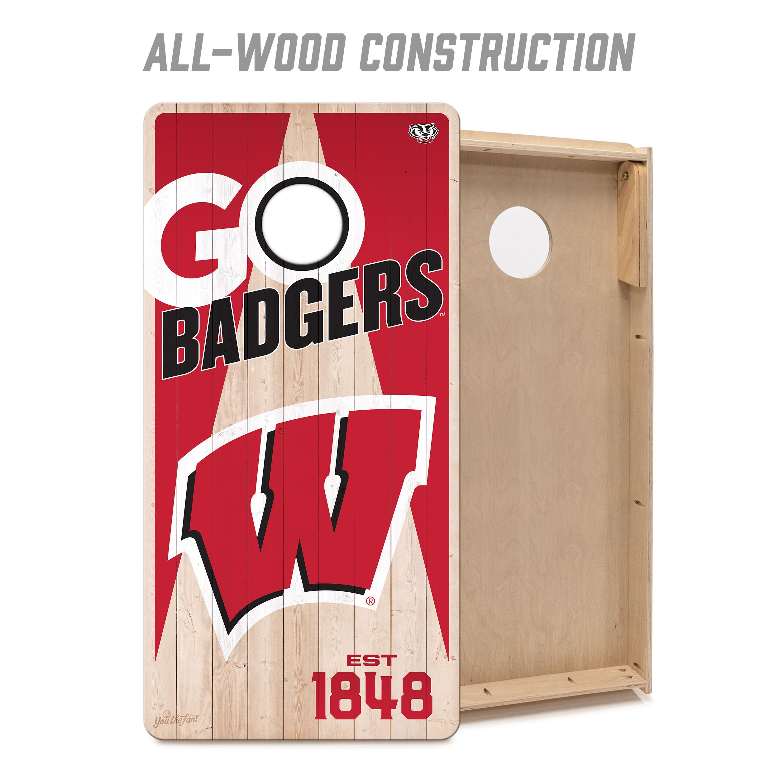 YouTheFan NCAA Wisconsin Badgers 2’ x 4’ Professional Wood Cornhole Game with Logo Bags - Sports Collectibles, Sports Memorabilia, Sports Fan Shop, Sports Gifts