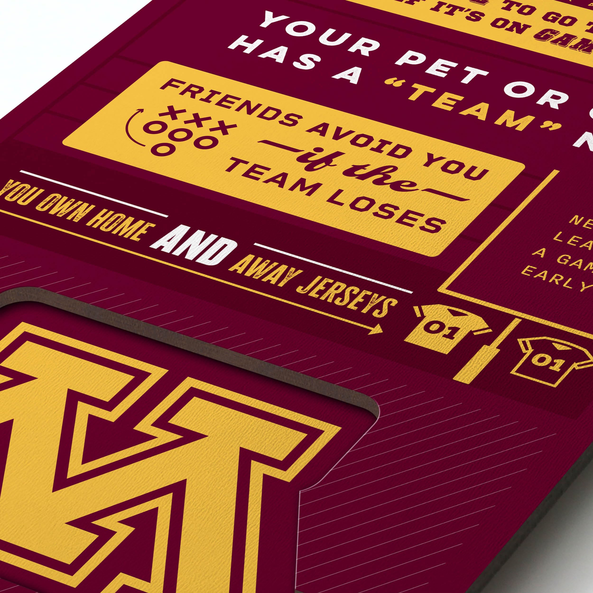 YouTheFan Officially-licensed NCAA Minnesota Golden Gophers 6x19 Top 10 Signs Banner - humorous descriptions - fun sports fan phrases, original design, indoor team wall decor fan gift - Sports Collectibles, Sports Memorabilia, Sports Fan Shop, Sports Gifts