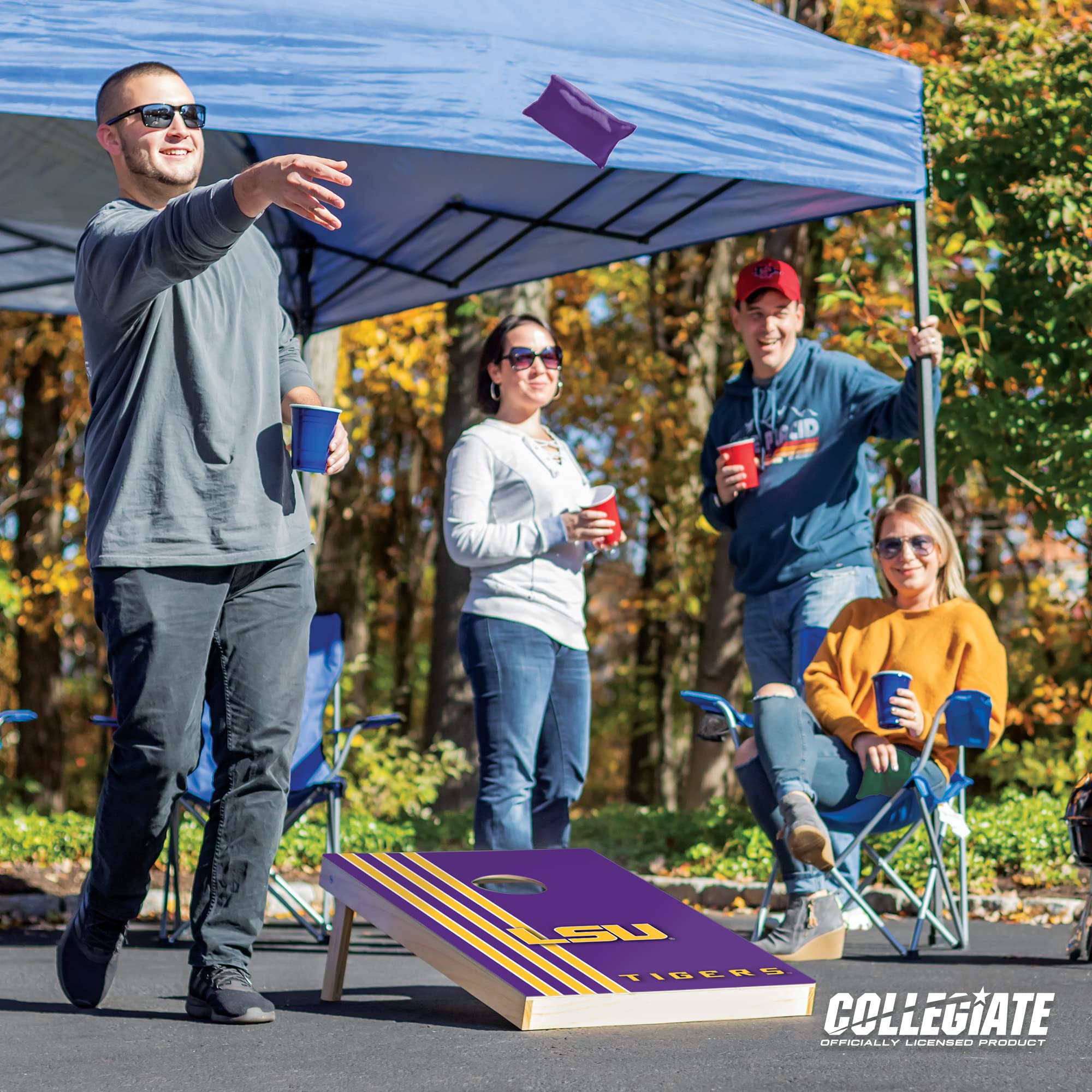 Wild Sports 2' x 3' Solid Wood Cornhole Set with Direct Print HD Team Graphics – Great Gift for Any NCAA Fan! Bean Bag Toss Family Outdoor Games – LSU Tigers - Sports Collectibles, Sports Memorabilia, Sports Fan Shop, Sports Gifts