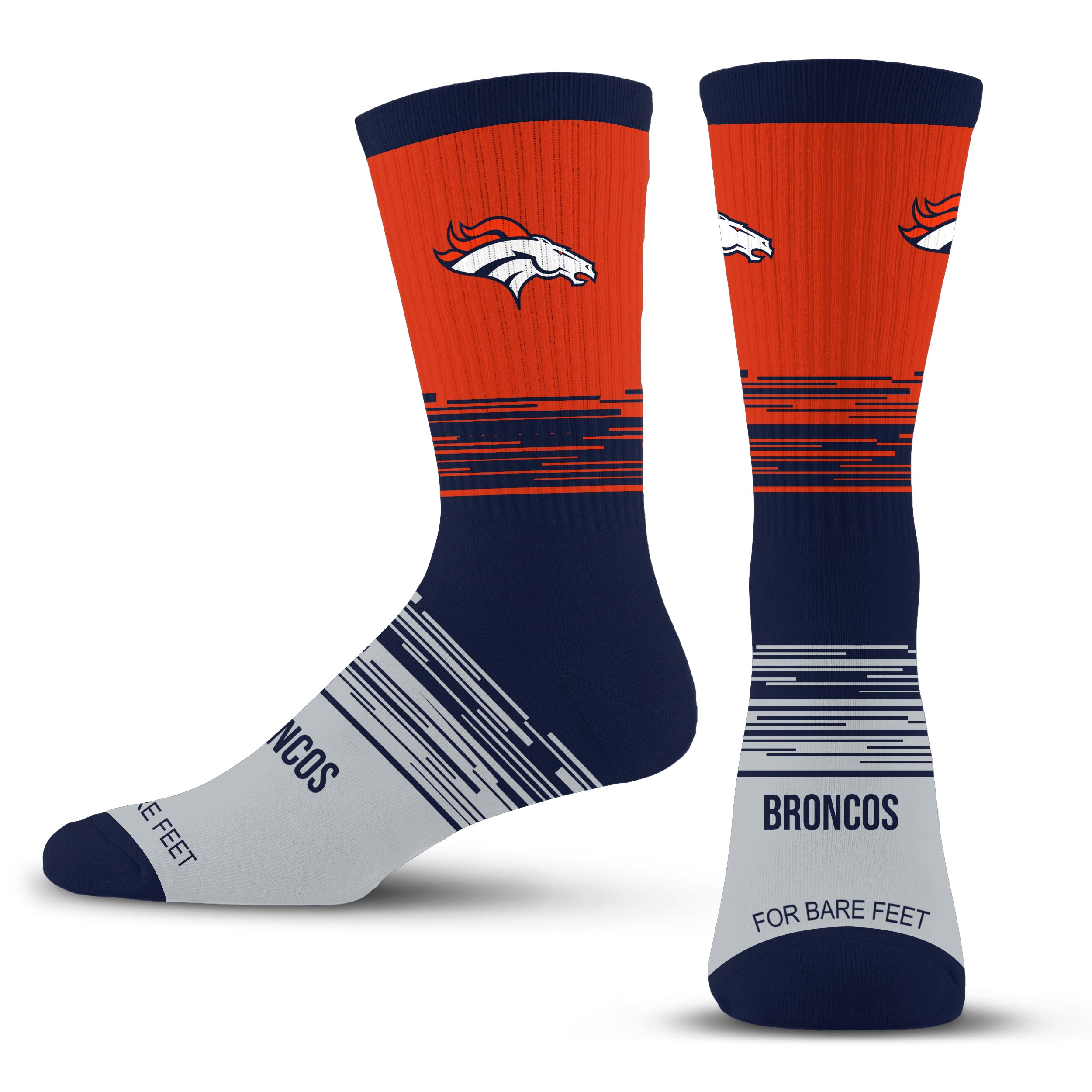 For Bare Feet NFL DENVER BRONCOS Elevate Premium Dress Crew Sock Team Color Large - Sports Gifts, Sports Memorabilia, Sports Collectibles, Fan Shop