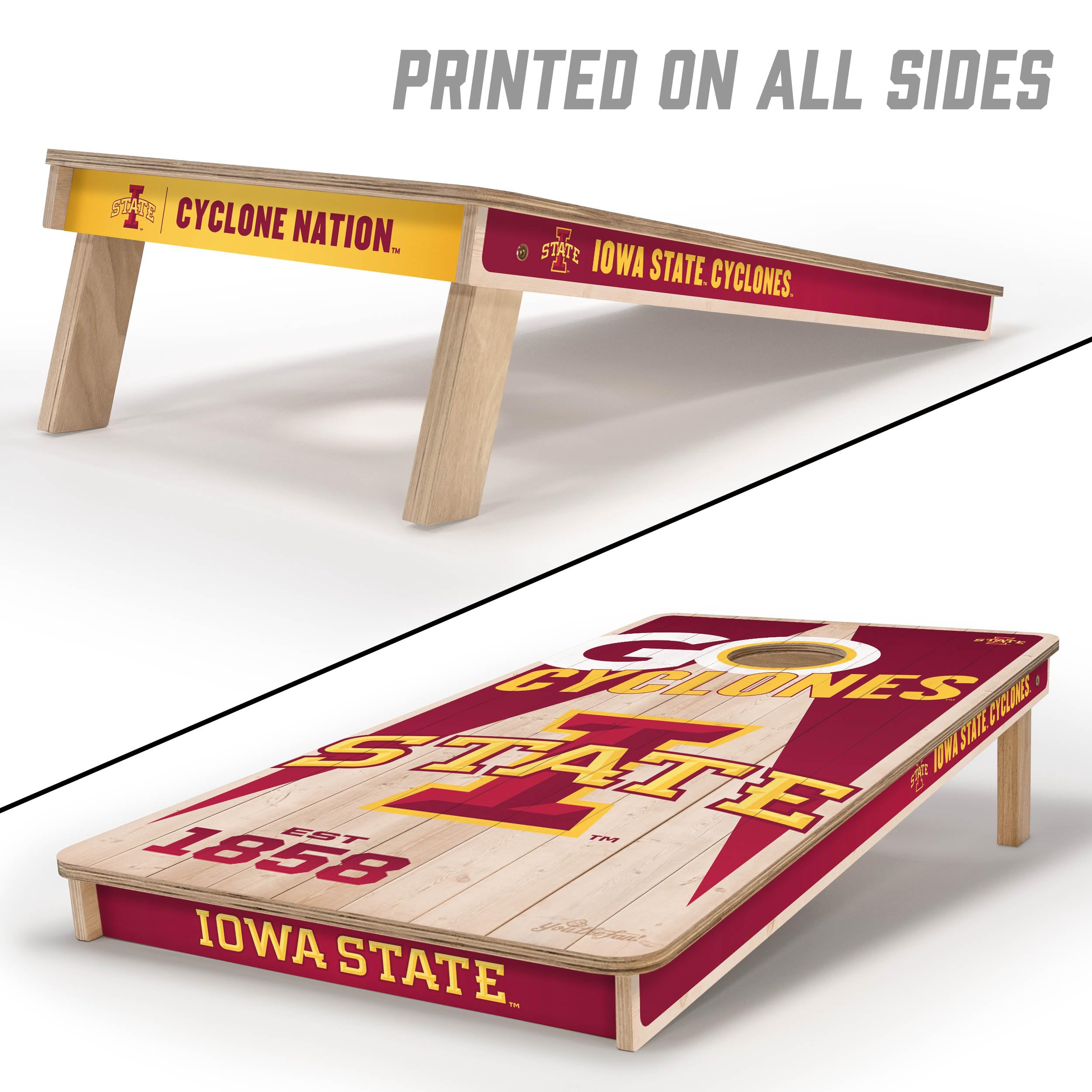 YouTheFan NCAA Iowa State Cyclones 2’ x 4’ Professional Wood Cornhole Game with Logo Bags - Sports Collectibles, Sports Memorabilia, Sports Fan Shop, Sports Gifts