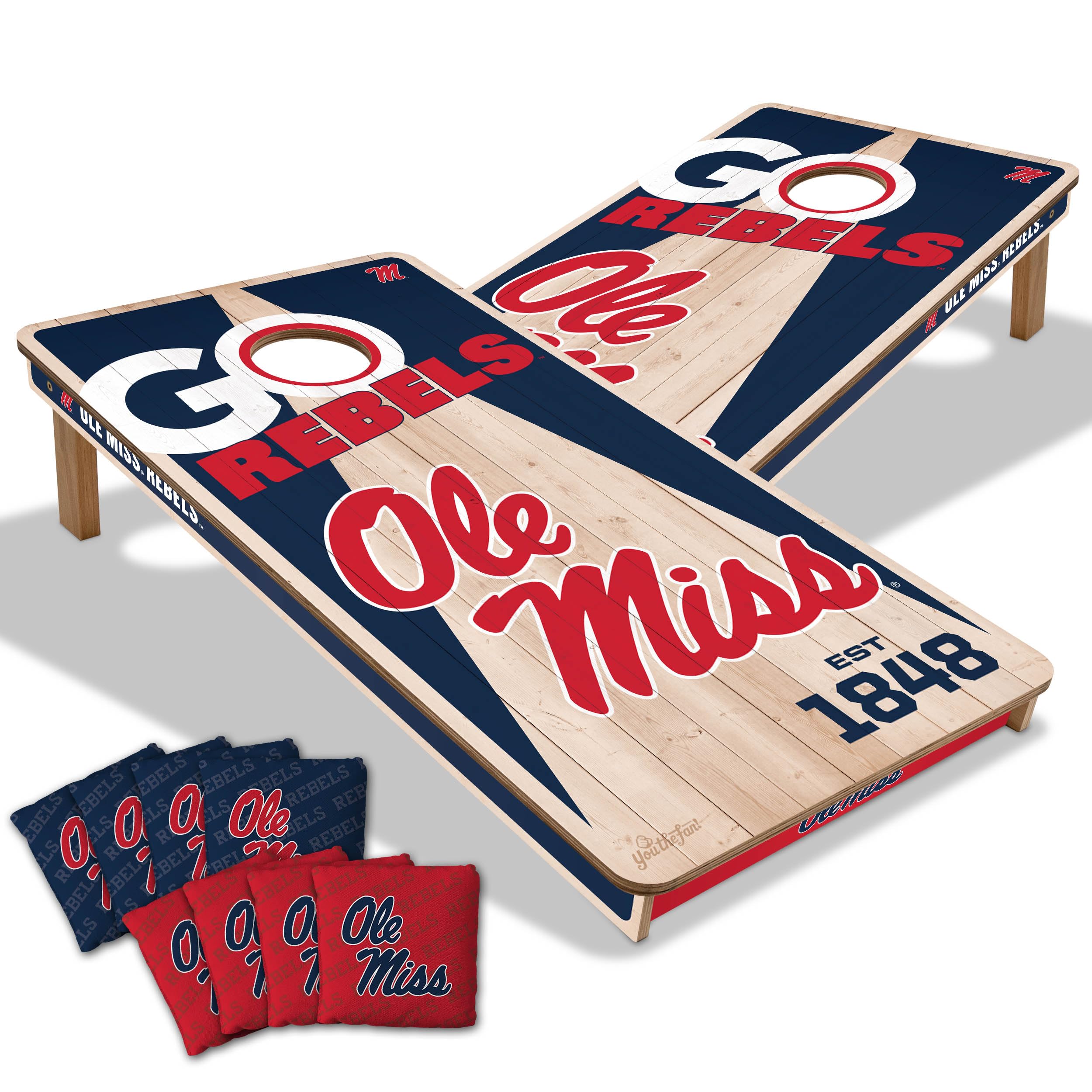 YouTheFan NCAA Mississippi Rebels 2’ x 4’ Professional Wood Cornhole Game with Logo Bags - Sports Collectibles, Sports Memorabilia, Sports Fan Shop, Sports Gifts