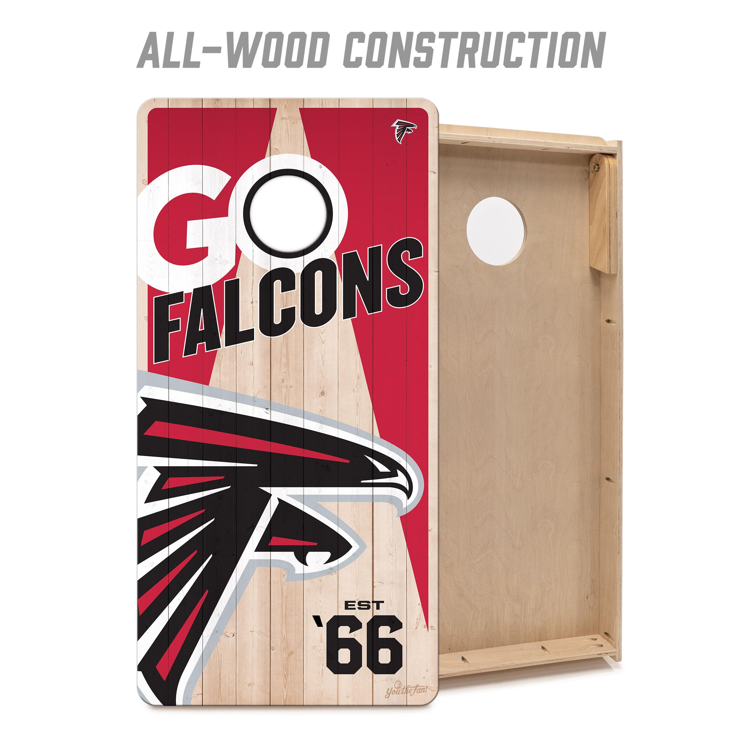 YouTheFan NFL Atlanta Falcons 2’ x 4’ Professional Wood Cornhole Game with Logo Bags - Sports Collectibles, Sports Memorabilia, Sports Fan Shop, Sports Gifts