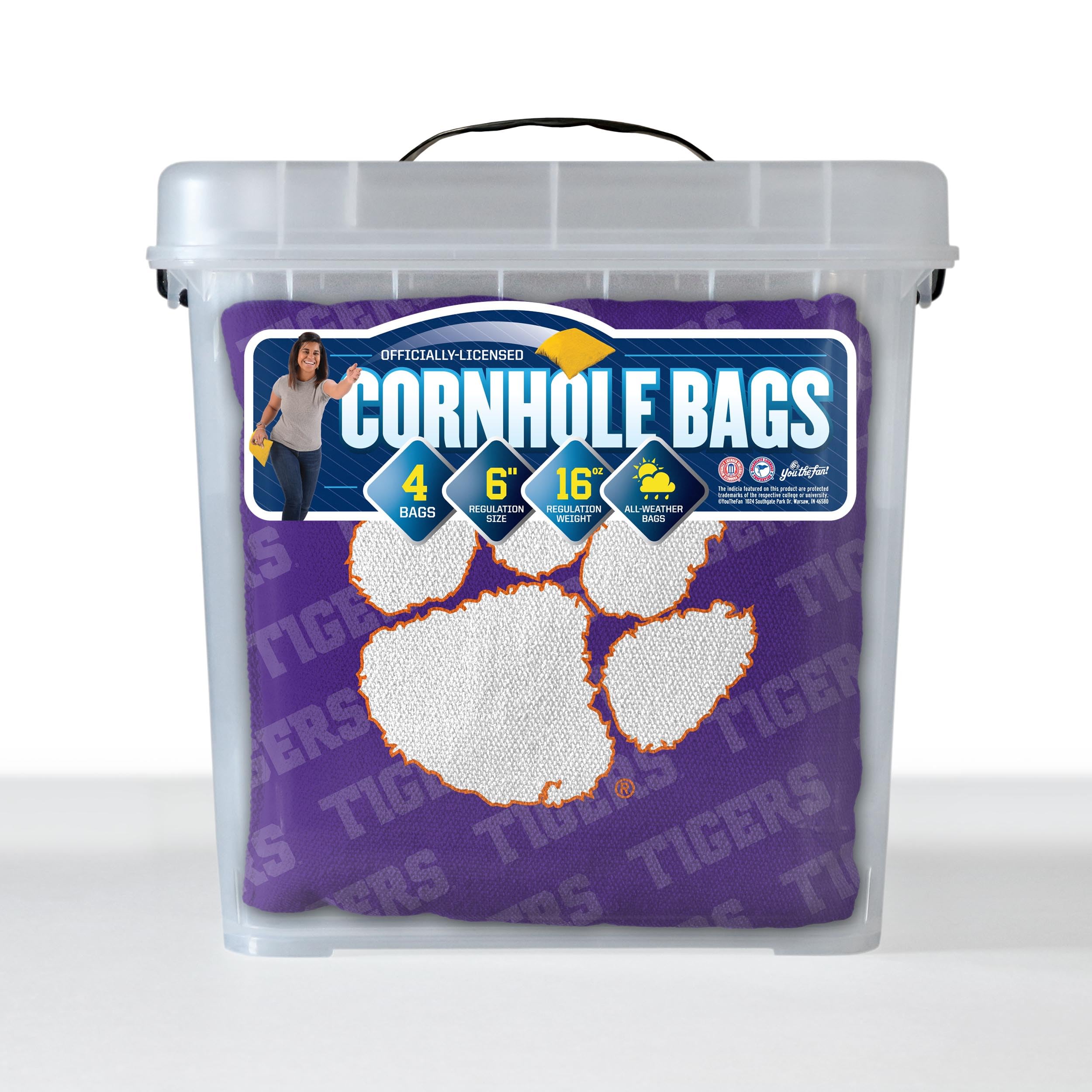 YouTheFan NCAA Clemson Tigers Cornhole Bags - 4PK - Purple - Sports Collectibles, Sports Memorabilia, Sports Fan Shop, Sports Gifts