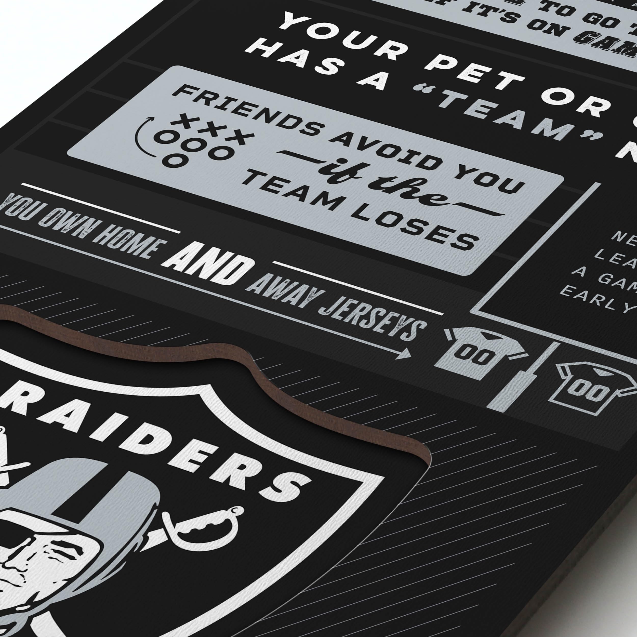 YouTheFan Officially-licensed NFL Las Vegas Raiders 6x19 Top 10 Signs Banner - humorous descriptions - fun sports fan phrases, original design, indoor team wall decor fan gift - Sports Collectibles, Sports Memorabilia, Sports Fan Shop, Sports Gifts