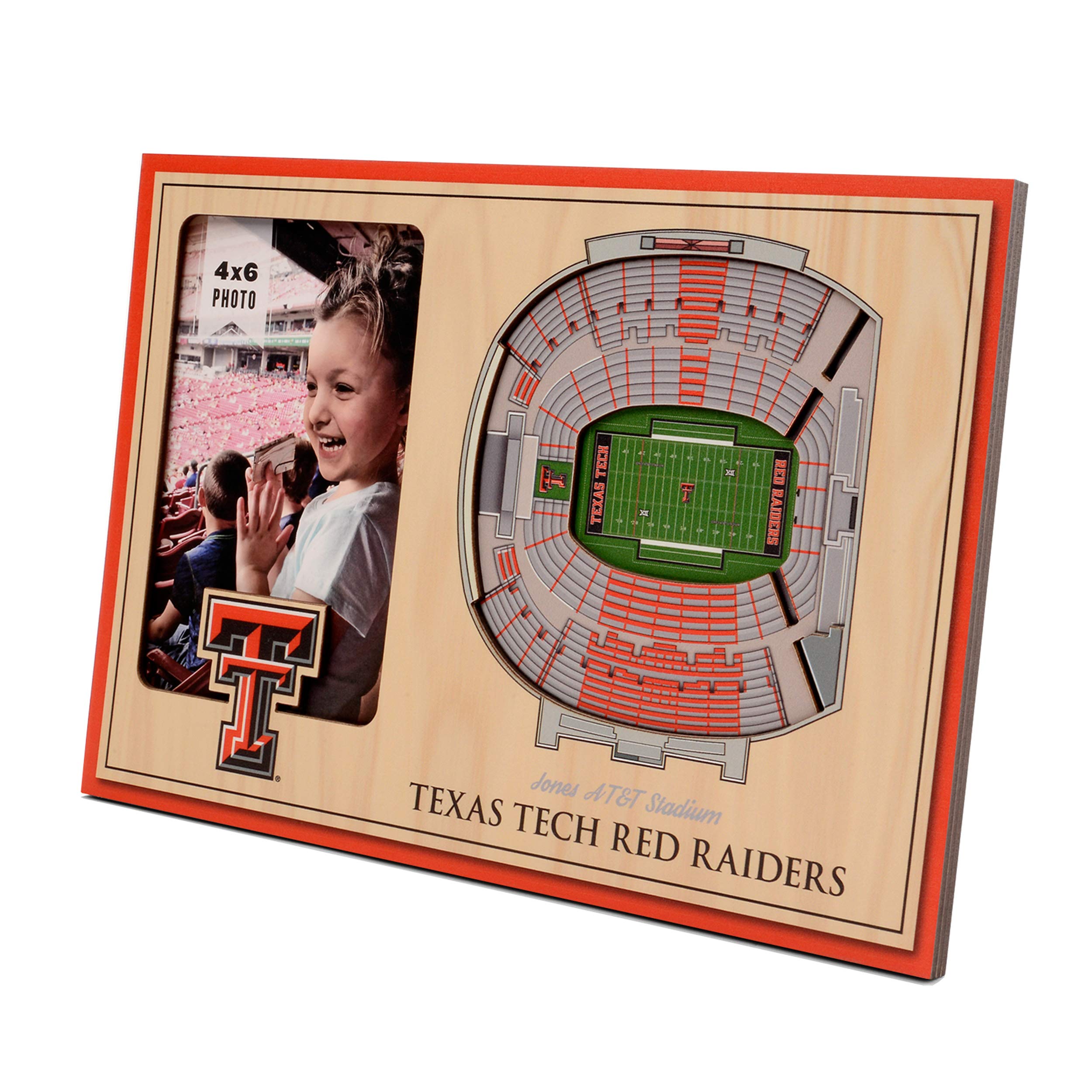 YouTheFan NCAA Texas Tech Red Raiders 3D StadiumView Picture Frame - Jones AT&T Stadium - Sports Collectibles, Sports Memorabilia, Sports Fan Shop, Sports Gifts