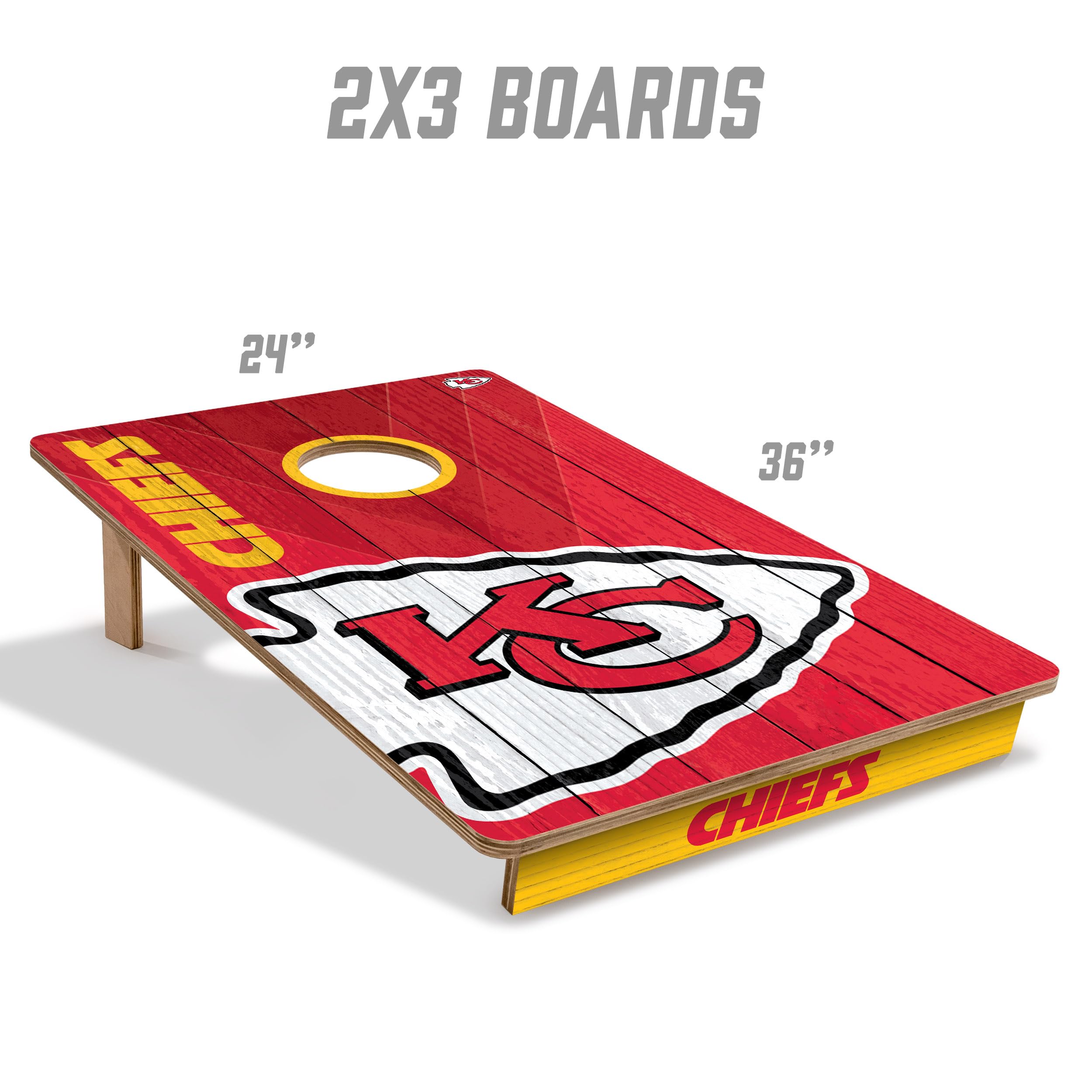 YouTheFan NFL Kansas City Chiefs 2’ x 3’ Wood Cornhole Game with Logo Bags - Sports Collectibles, Sports Memorabilia, Sports Fan Shop, Sports Gifts