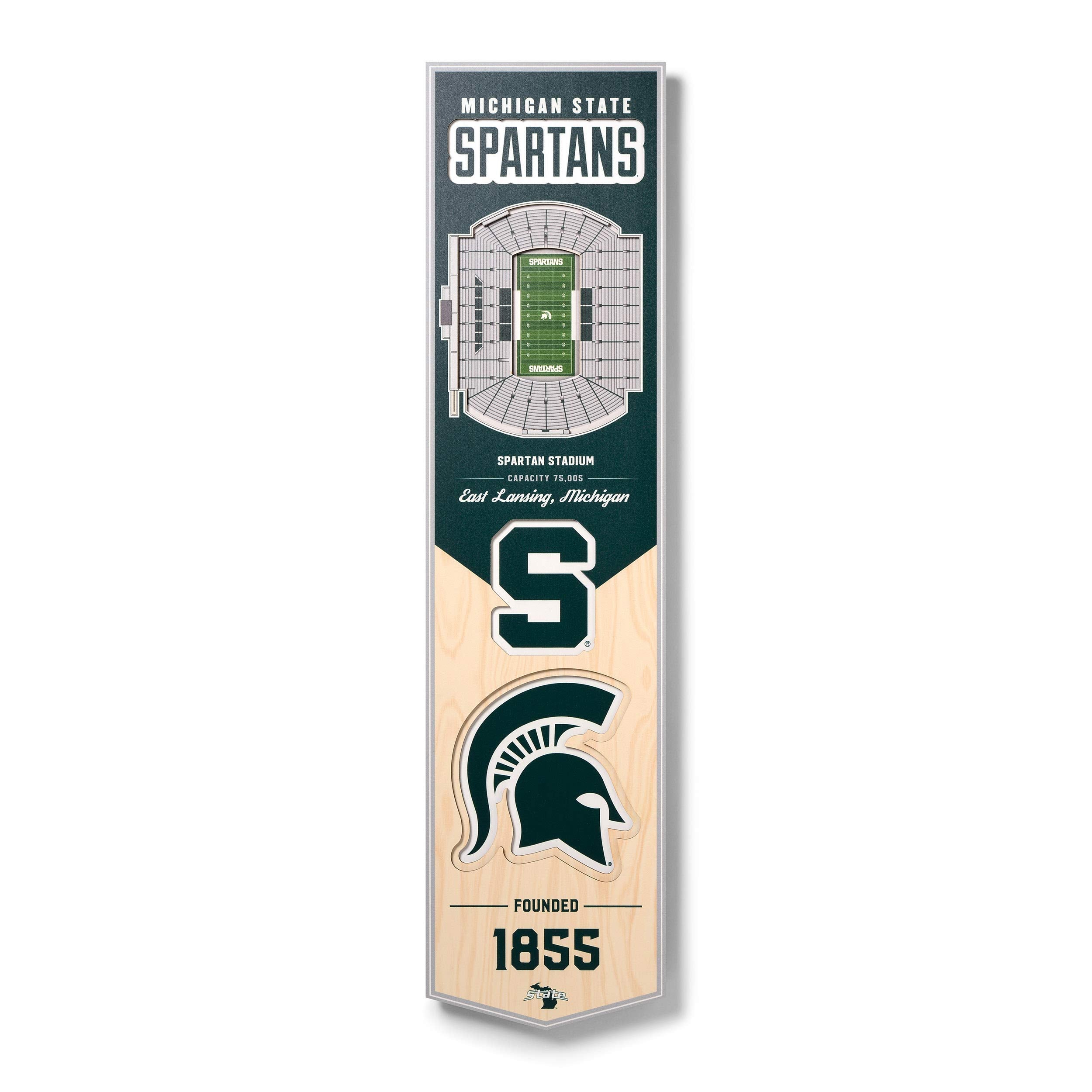 YouTheFan NCAA Michigan State Spartans 3D Stadium 8x32 Banner - Spartan Stadium - Sports Collectibles, Sports Memorabilia, Sports Fan Shop, Sports Gifts
