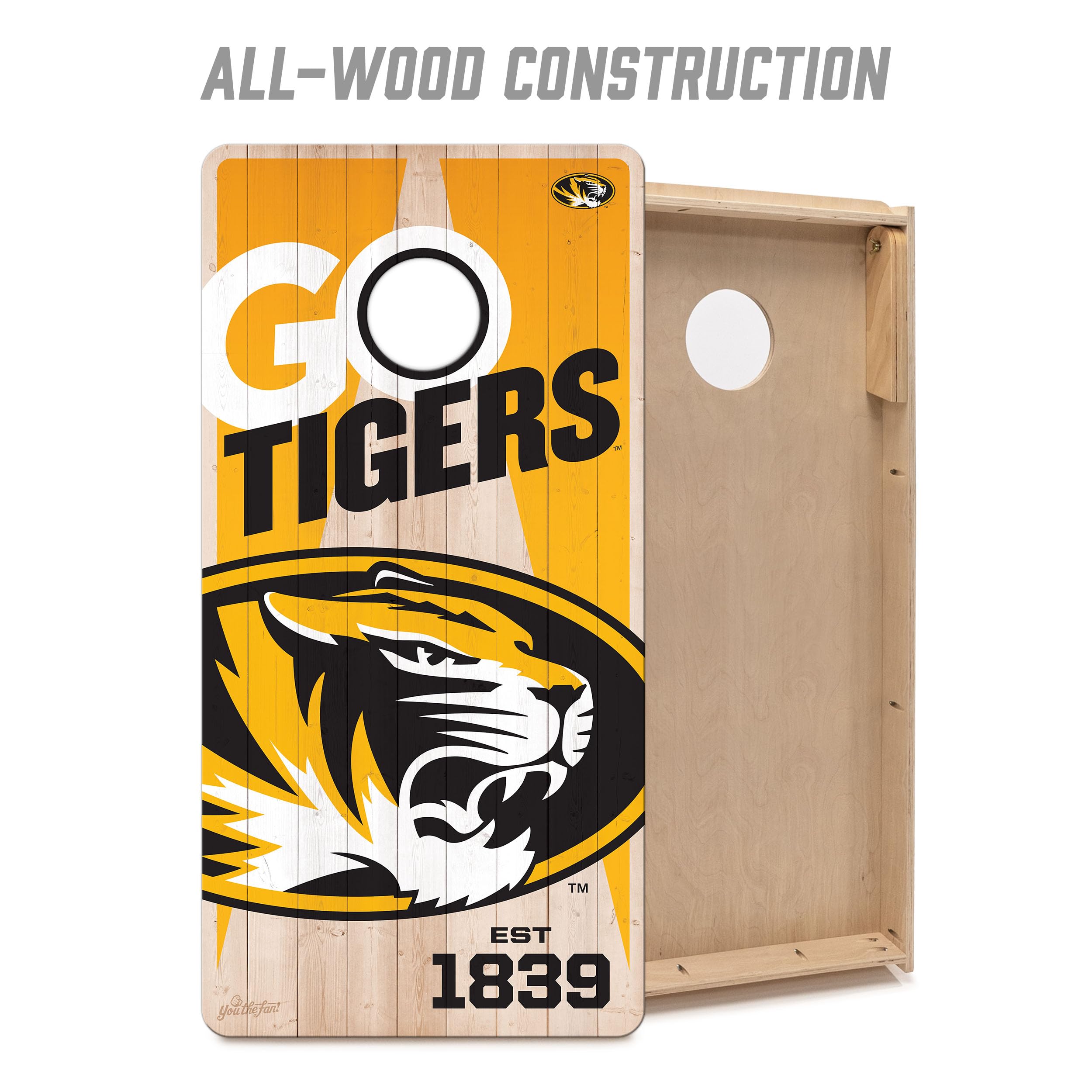 YouTheFan NCAA Missouri Tigers 2’ x 4’ Professional Wood Cornhole Game with Logo Bags - Sports Collectibles, Sports Memorabilia, Sports Fan Shop, Sports Gifts