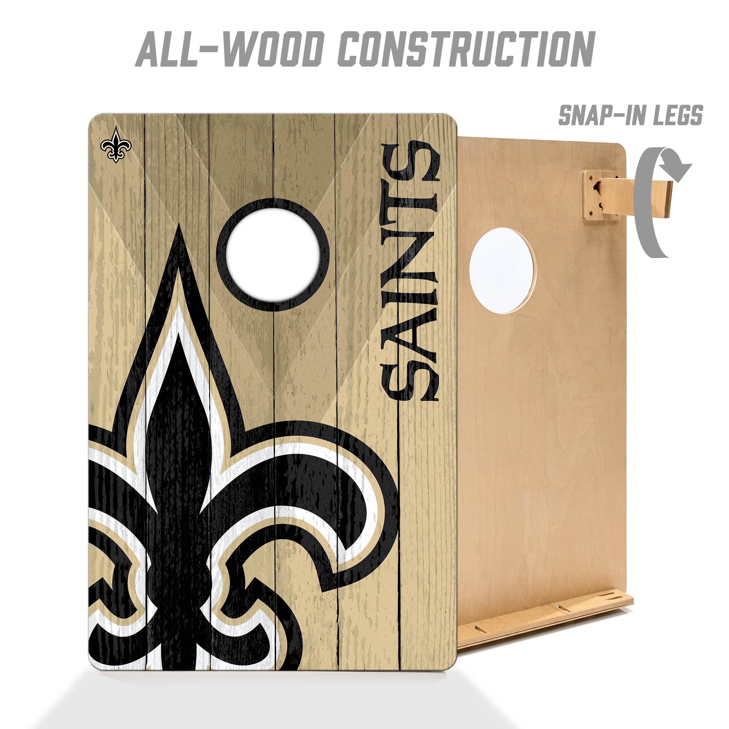 YouTheFan NFL New Orleans Saints 2’ x 3’ Wood Cornhole Game with Logo Bags - Sports Collectibles, Sports Memorabilia, Sports Fan Shop, Sports Gifts
